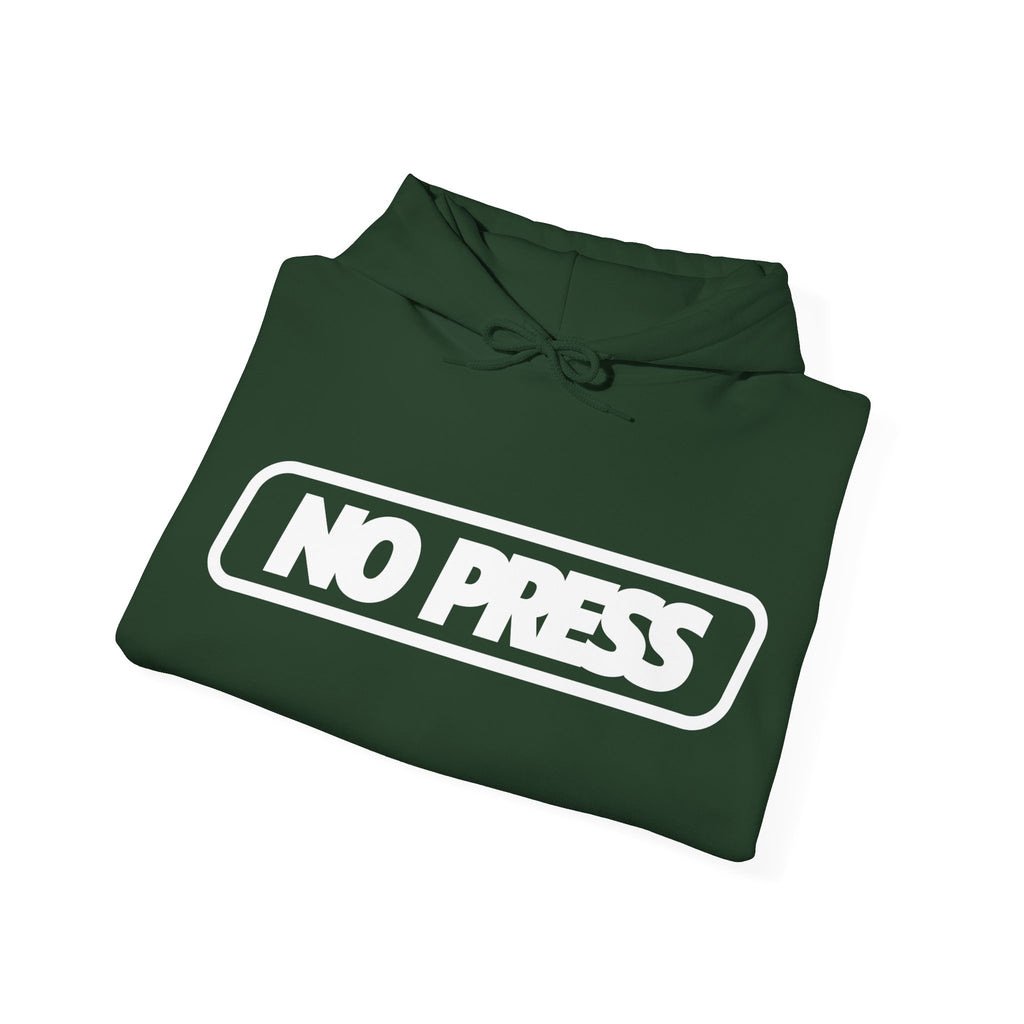 No Press Hoodie – Bold White Logo Pullover
