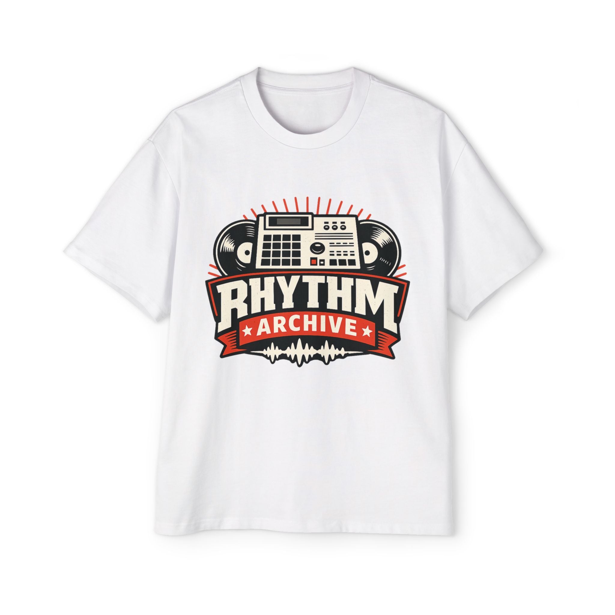 Rhythm Archive Drum Machine Tee — Retro Beat Producer Graphic Shirt