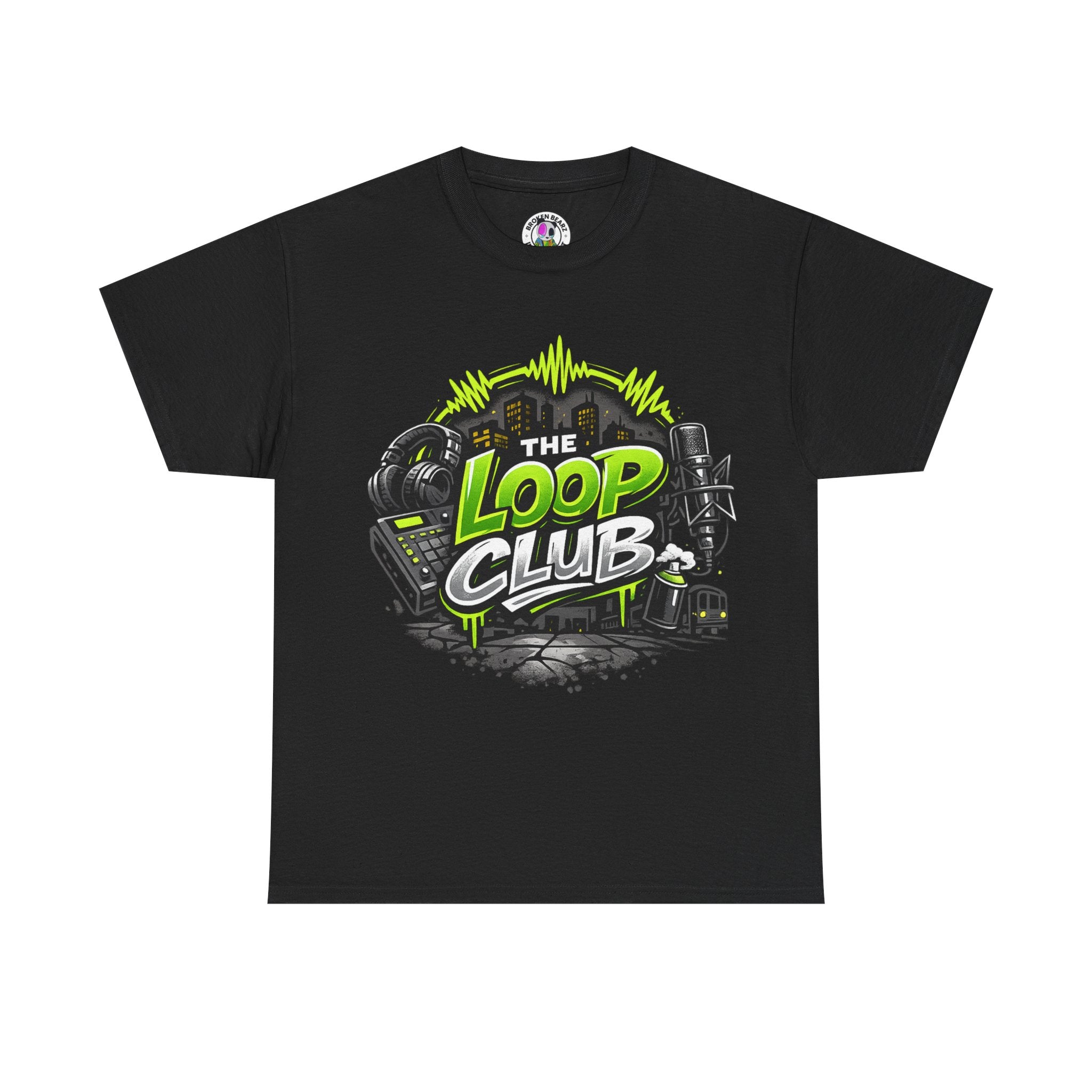 Loop Club T-Shirt — Music Producer Studio Tee with Microphone & Gear Graphic