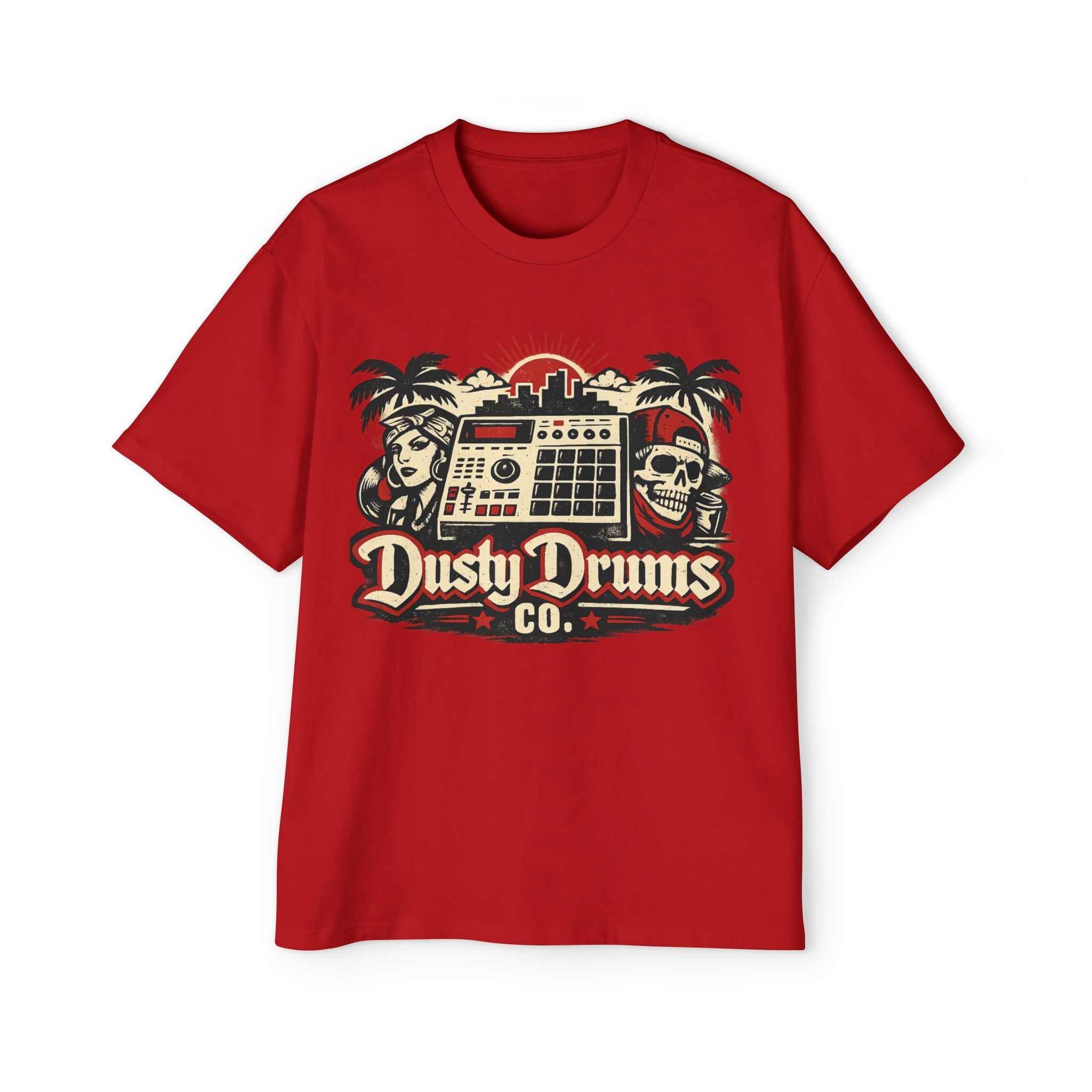 Dusty Drums Tee — Vintage Drum Machine Graphic Shirt