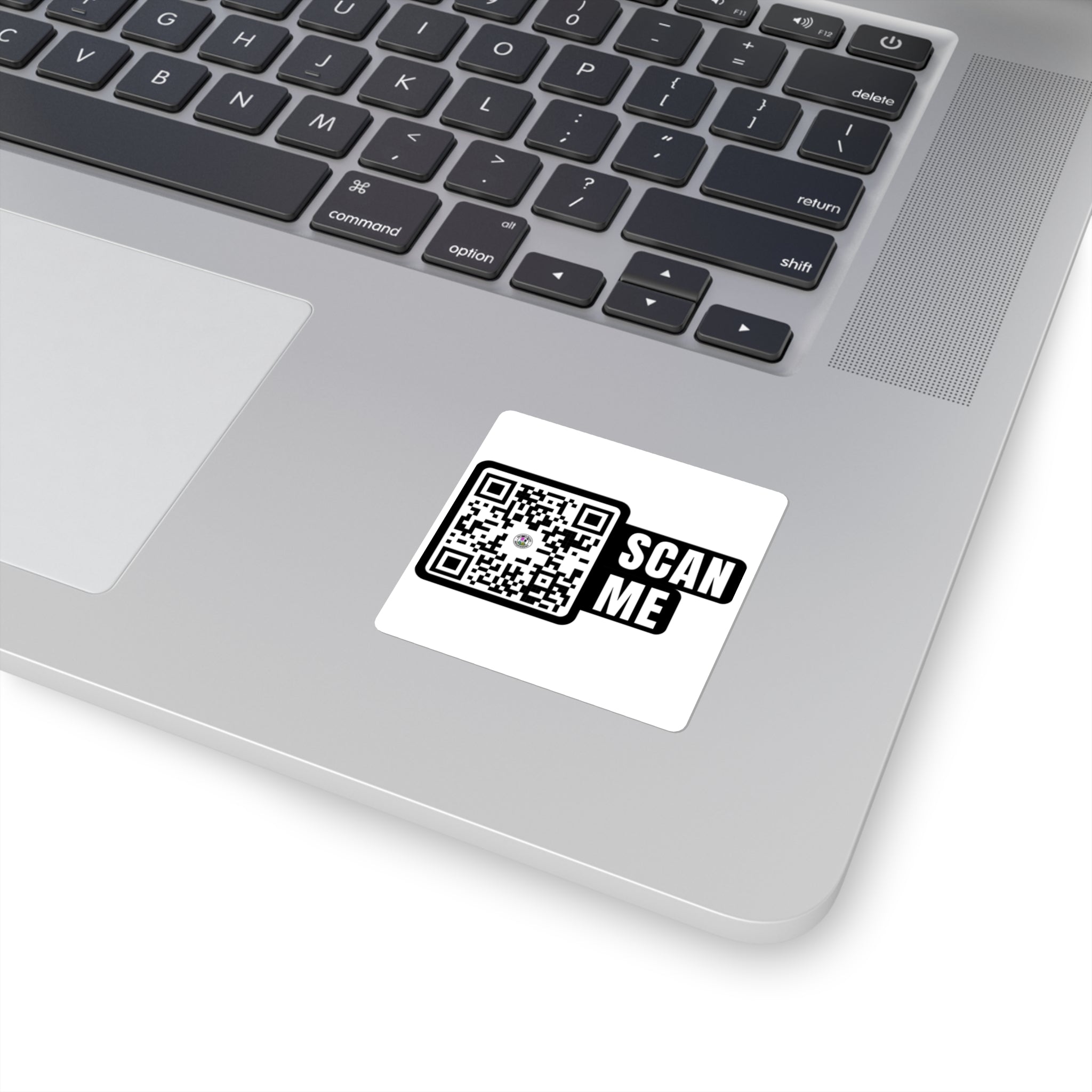 Scan Me QR Square Sticker — Customizable QR Code Laptop Decal