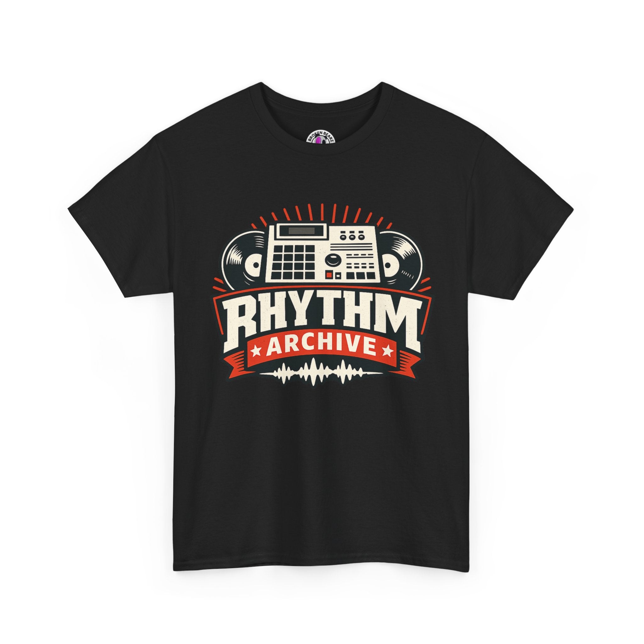 Rhythm Archive Tee — Vintage Boombox Music Logo T‑Shirt