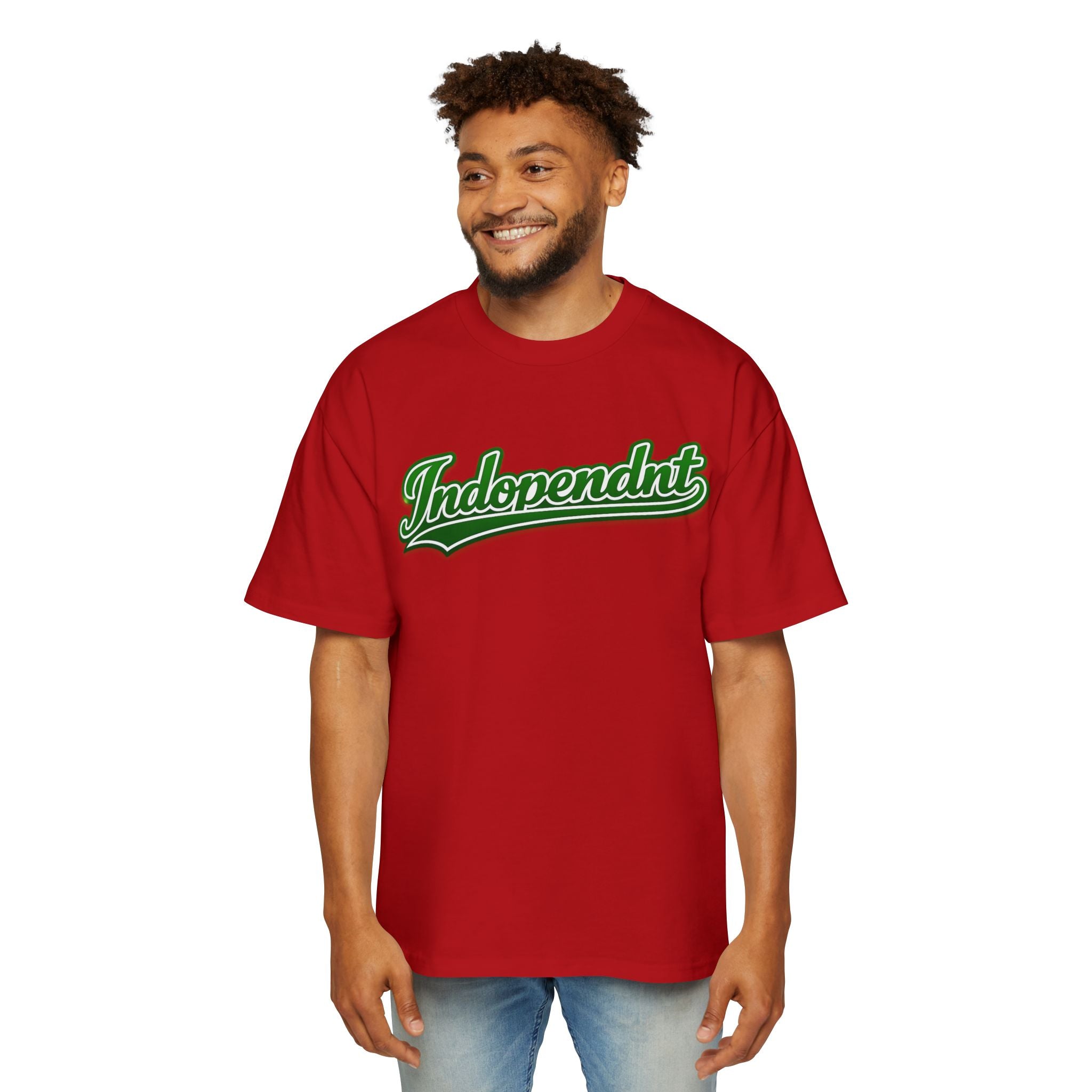 Indopendnt Green Script Tee — Men's Oversized Graphic T-Shirt