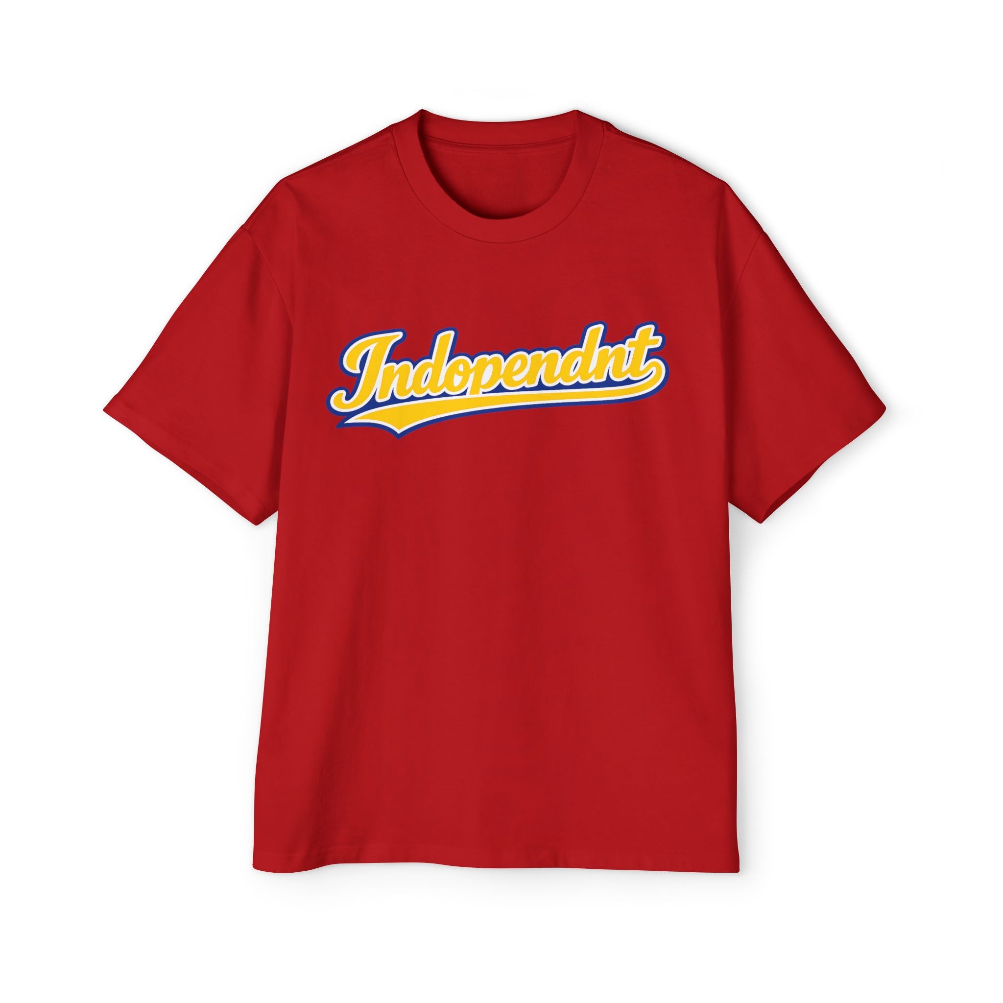 Independnt Script Tee — Retro Yellow & Blue Oversized Men’s T-Shirt