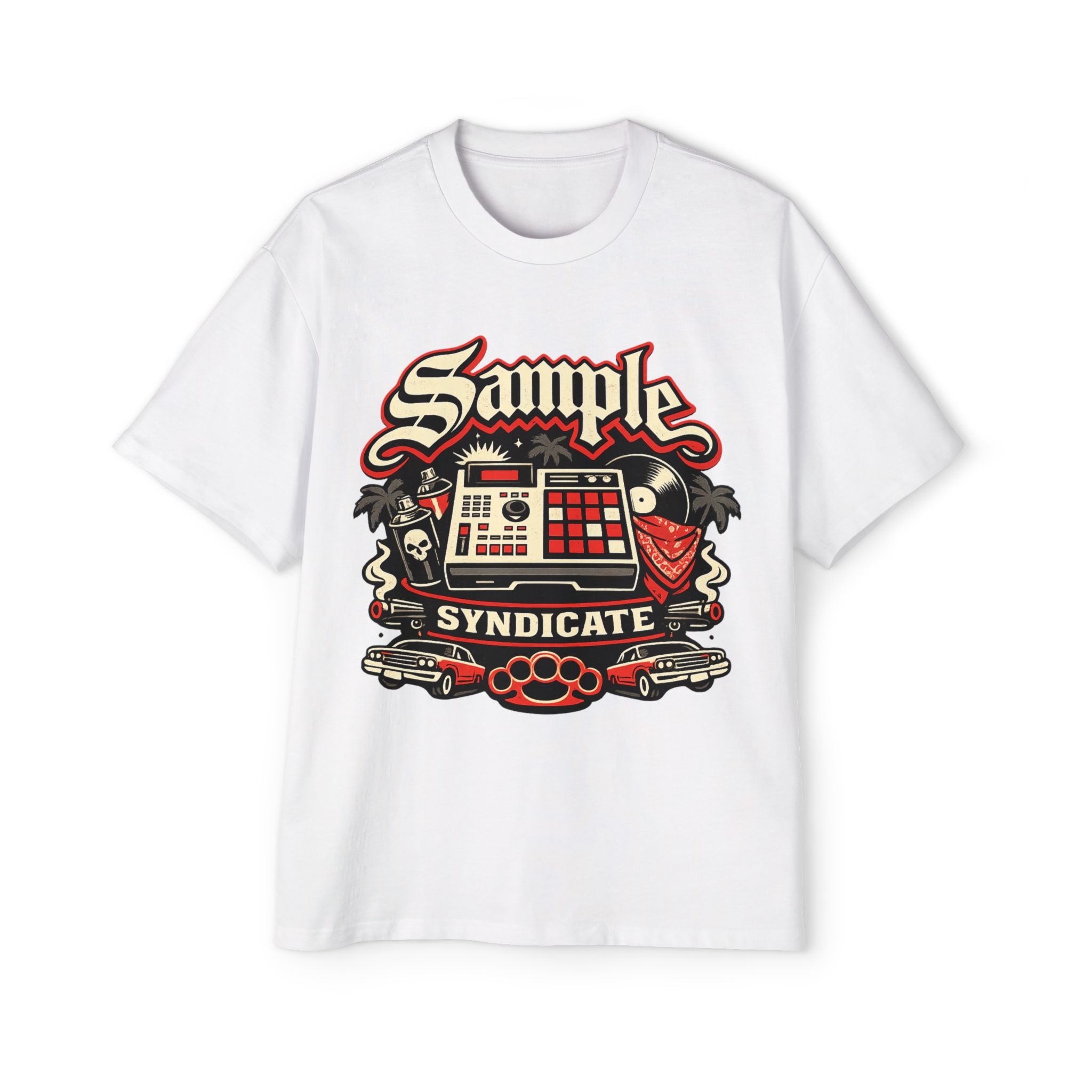 Sample Syndicate Tee — Vintage Cash Register Graphic Men’s T‑Shirt