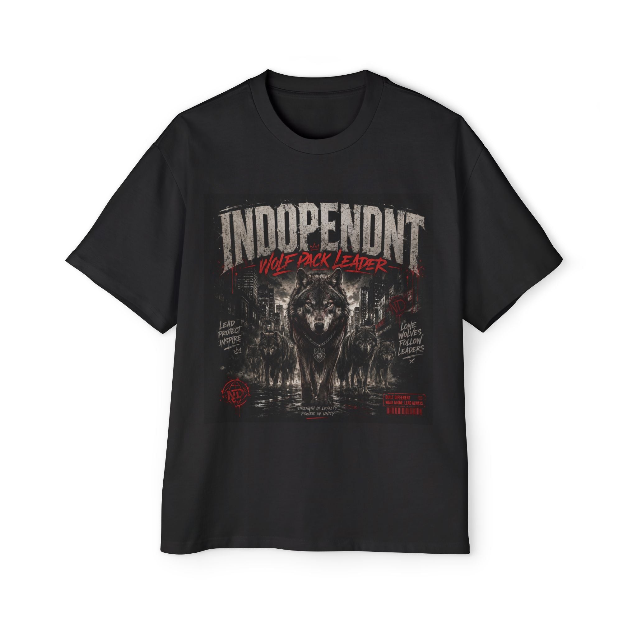 Independent Wolf Rock Leader Tee — Men's Graphic Oversized T‑Shirt