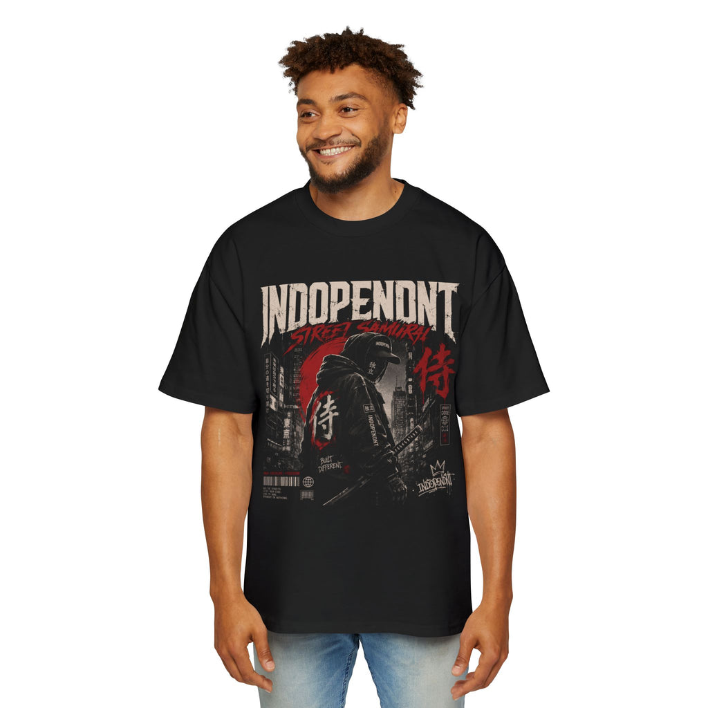 Samurai Streetwear Tee — "Independent" Graphic Oversized Men's T-Shirt