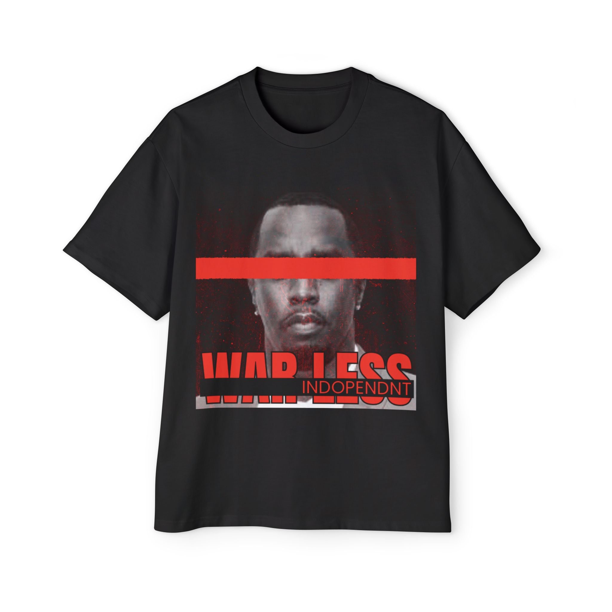 War Less Graphic Tee — Red Bar Face Print Oversized Men’s T‑Shirt