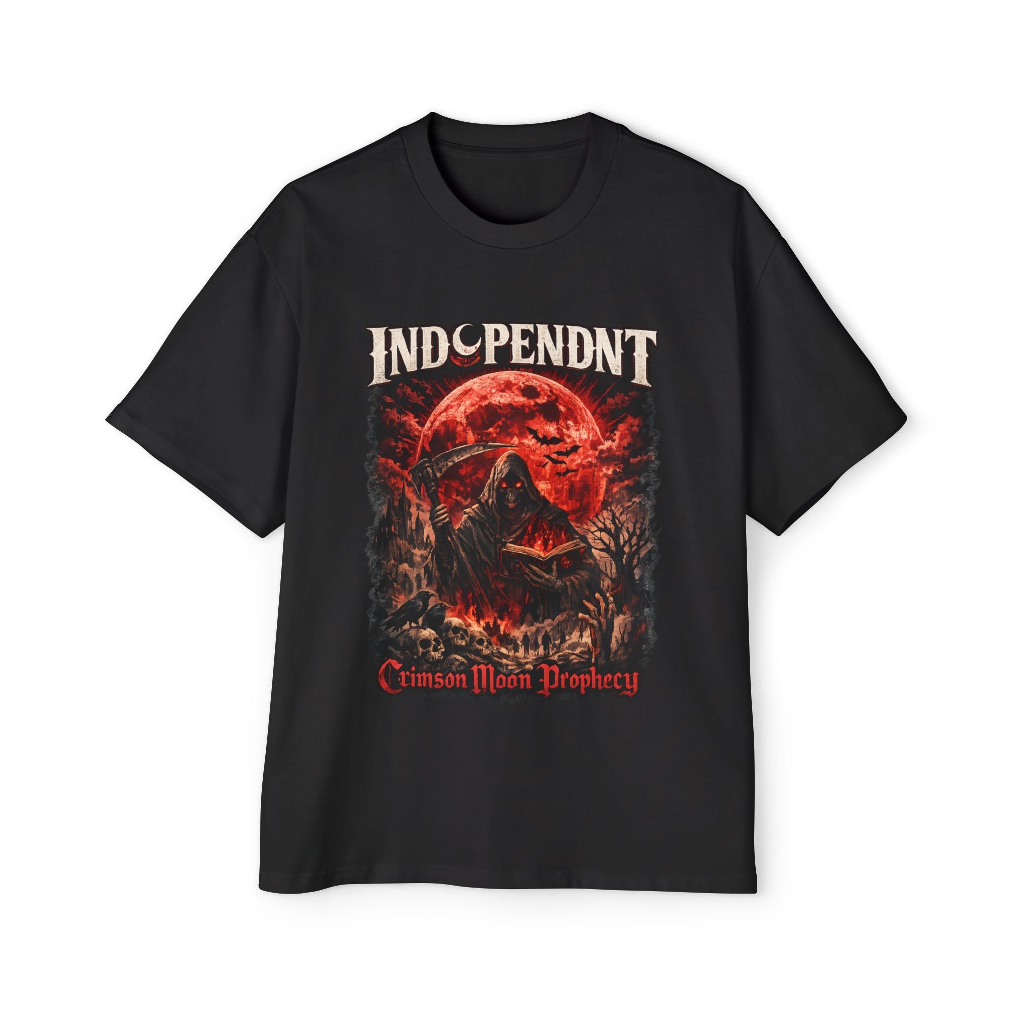 Independent Crimson Moon Tee — Men's Oversized Graphic T-Shirt
