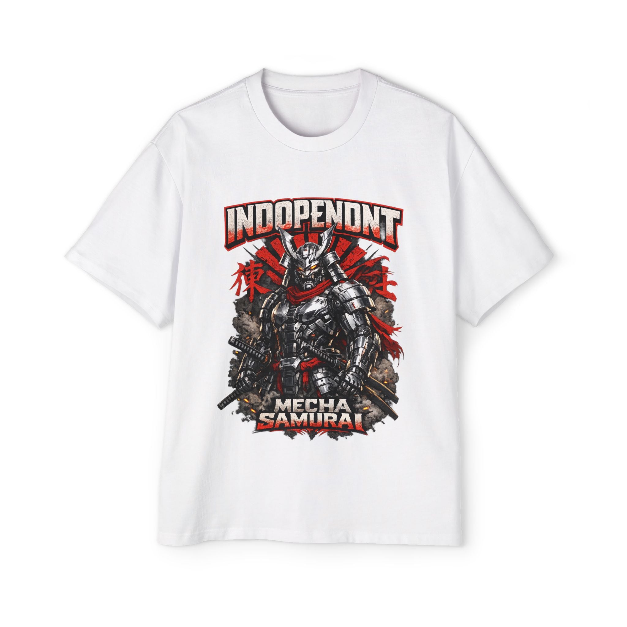Mecha Samurai Tee — "Indoponent" Graphic Men’s Oversized T-Shirt
