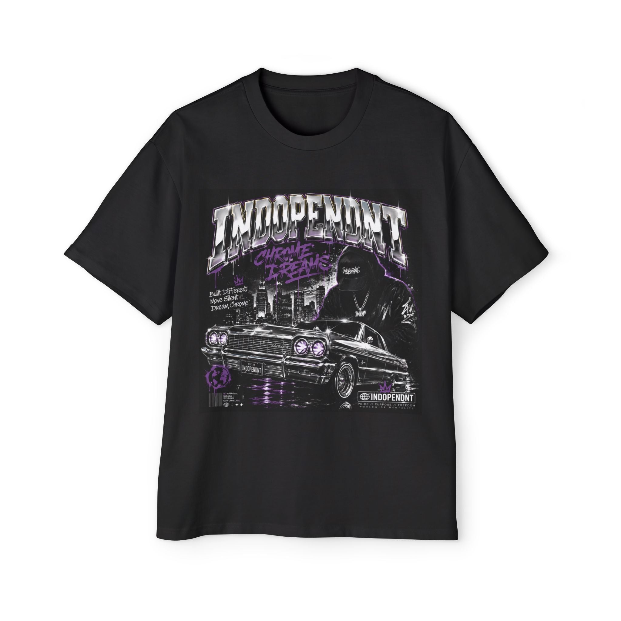 Independent Lowrider Tee — "Independent" Car Club Graphic Oversized Shirt