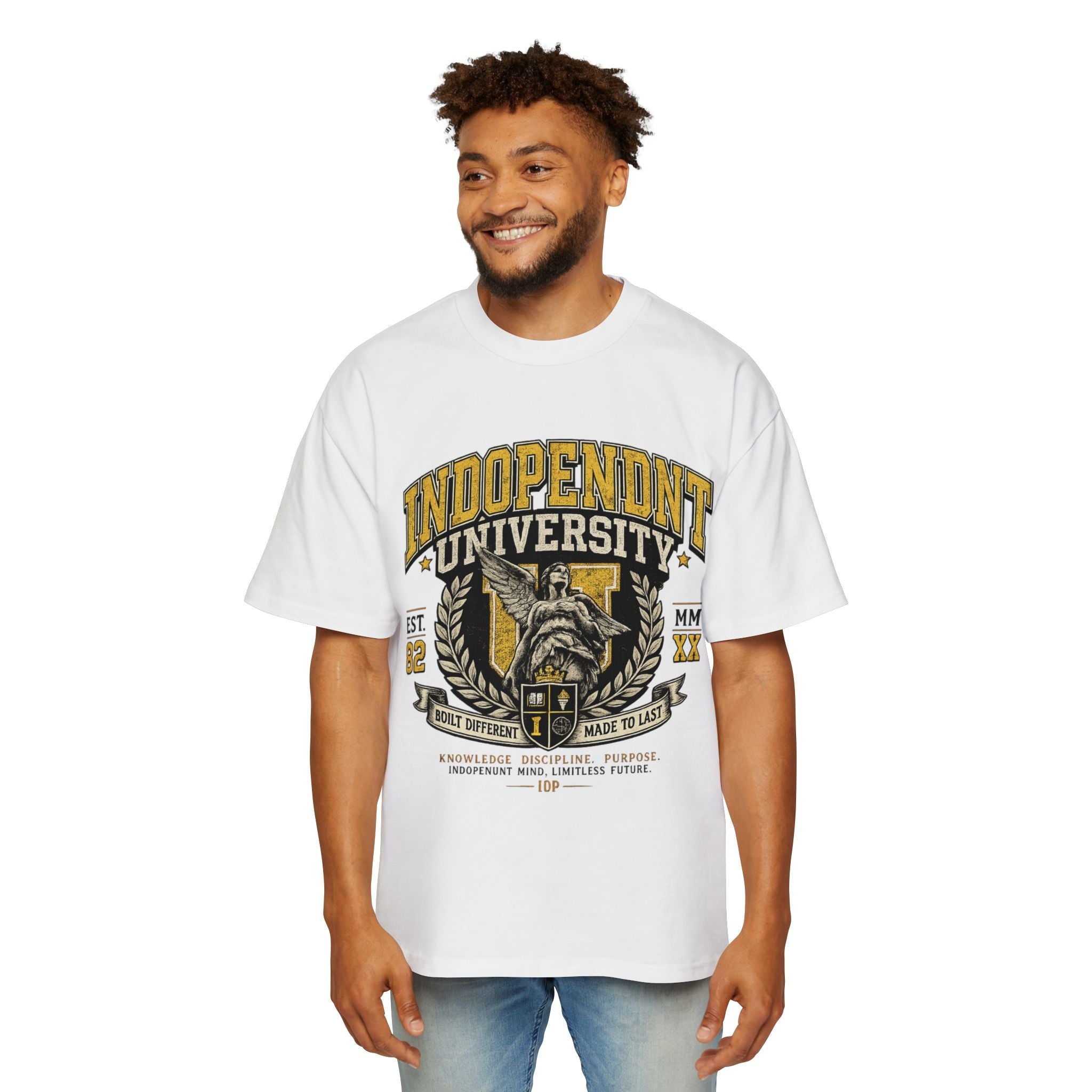 Independent University Graphic Tee — Mens Oversized Vintage College Shirt