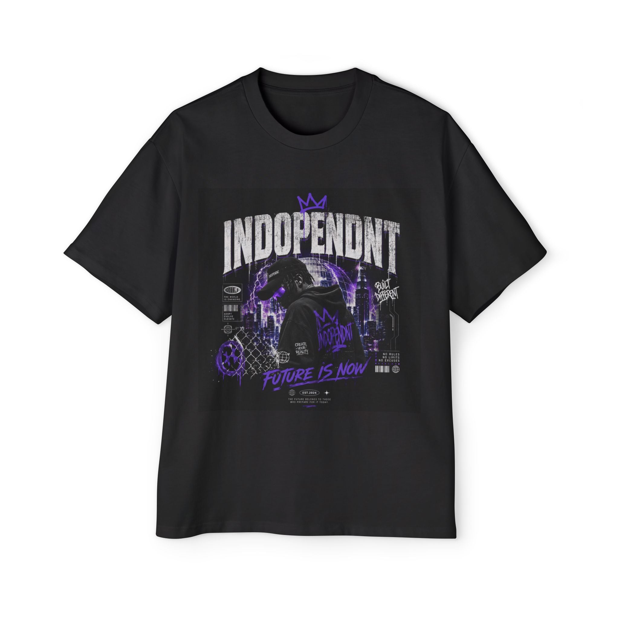 Independent Futuristic Graphic Tee — "Future Is Now" Oversized Men's T-Shirt