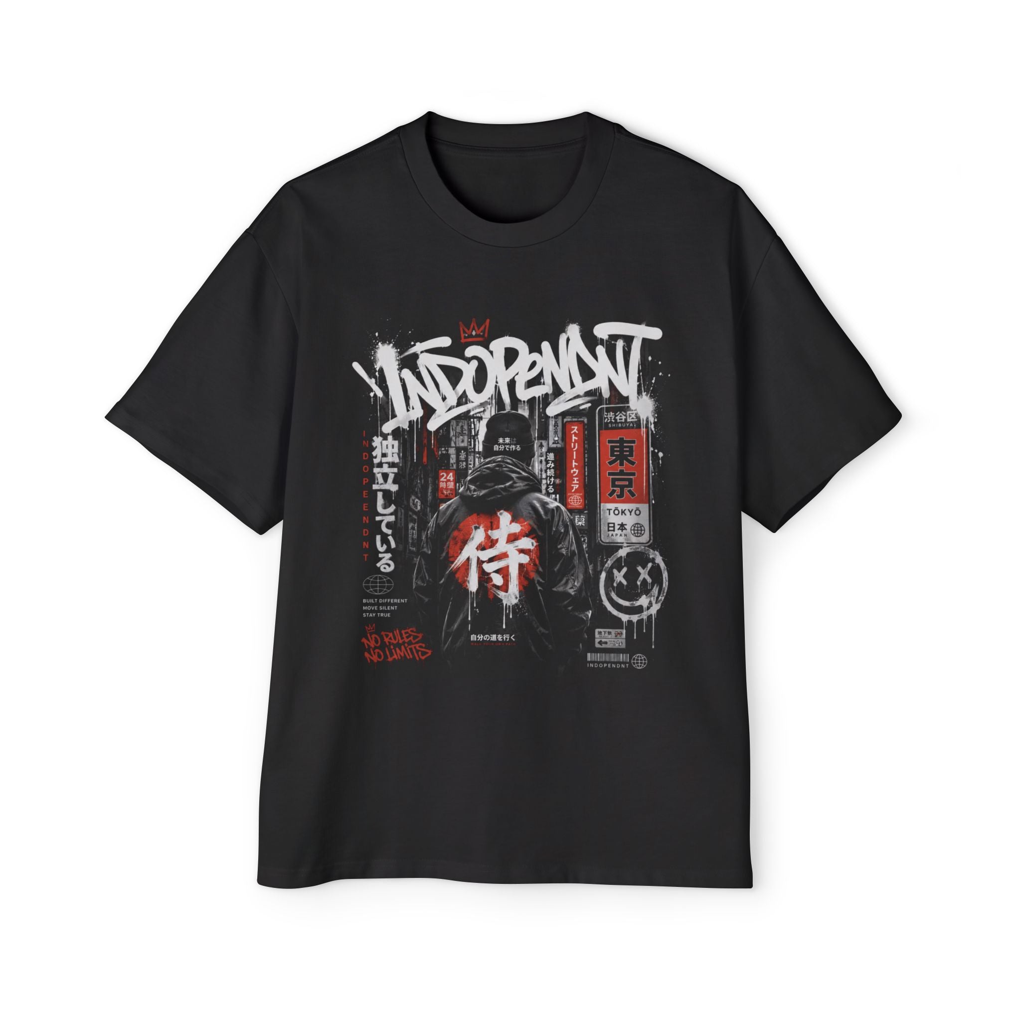 Samurai Graphic Tee — Independent Tokyo Streetwear Shirt (Men's Oversized)