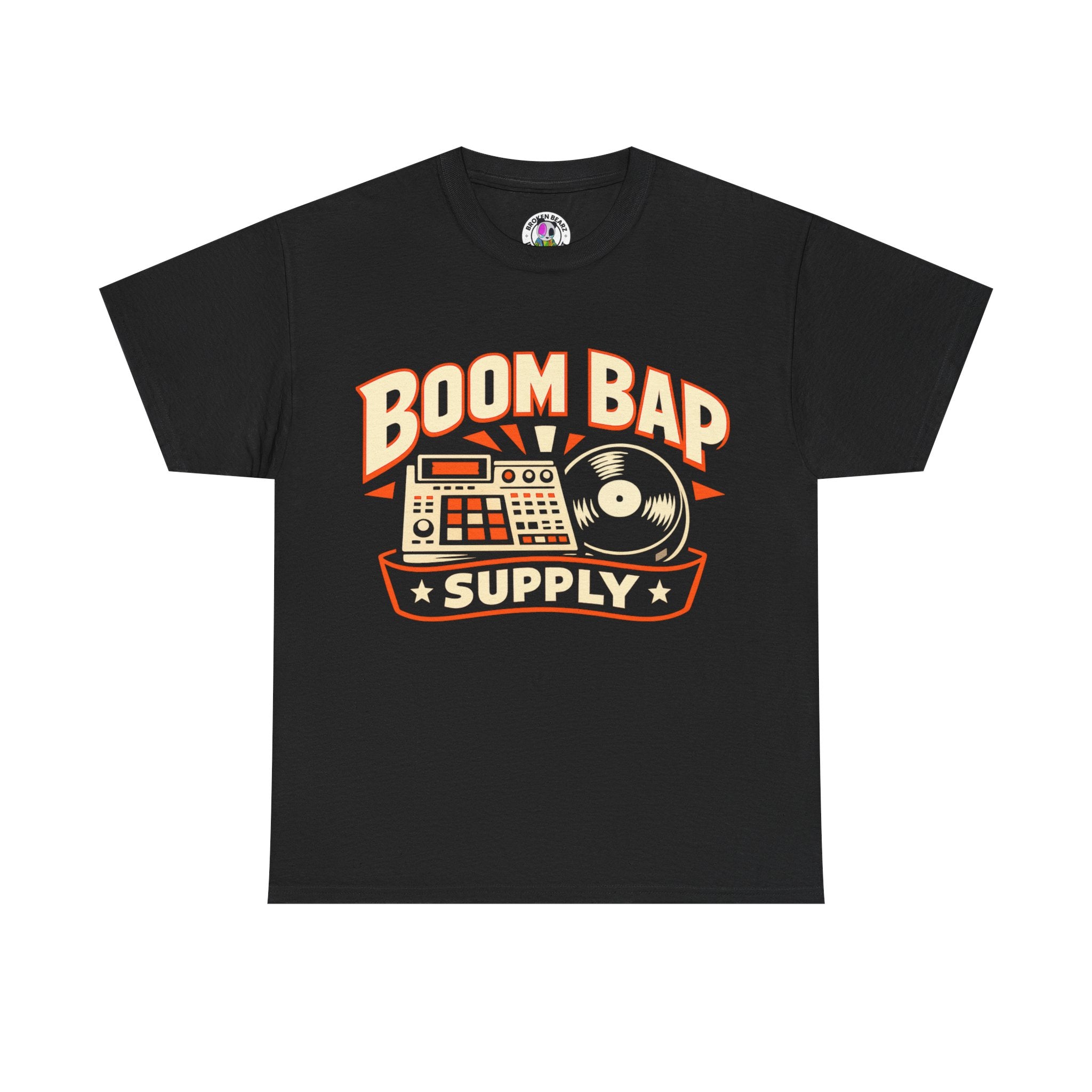 Boom Bap Supply Tee — Retro Hip Hop Drum Machine & Vinyl T-Shirt