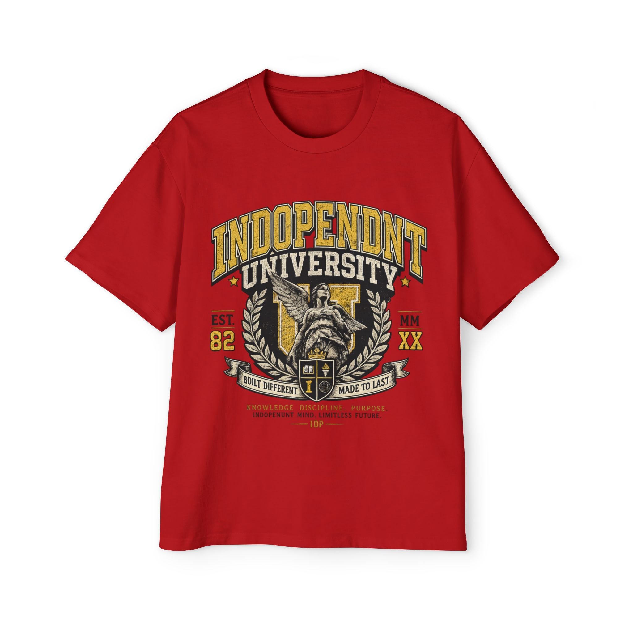 Independent University Graphic Tee — Mens Oversized Vintage College Shirt