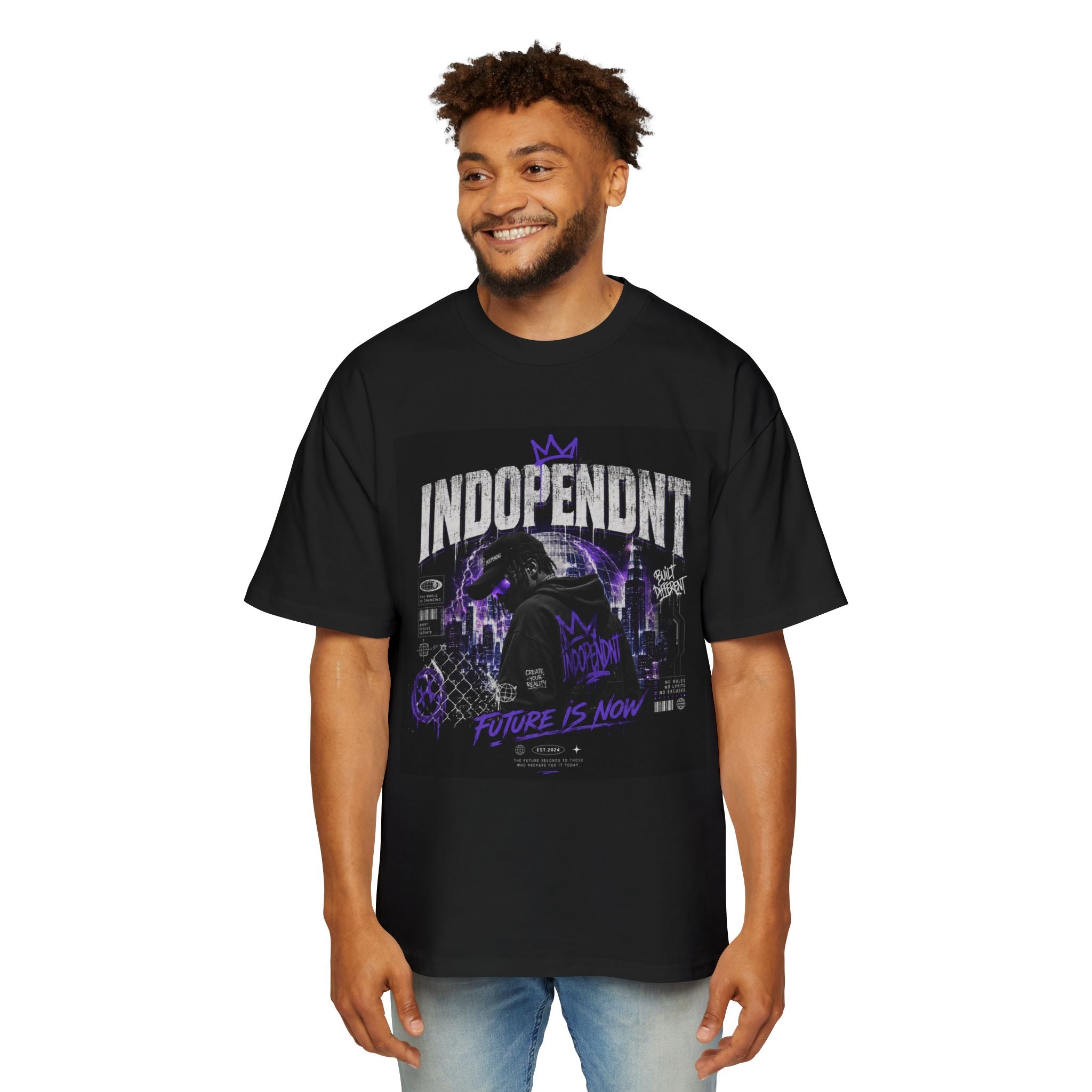 Independent Futuristic Graphic Tee — "Future Is Now" Oversized Men's T-Shirt