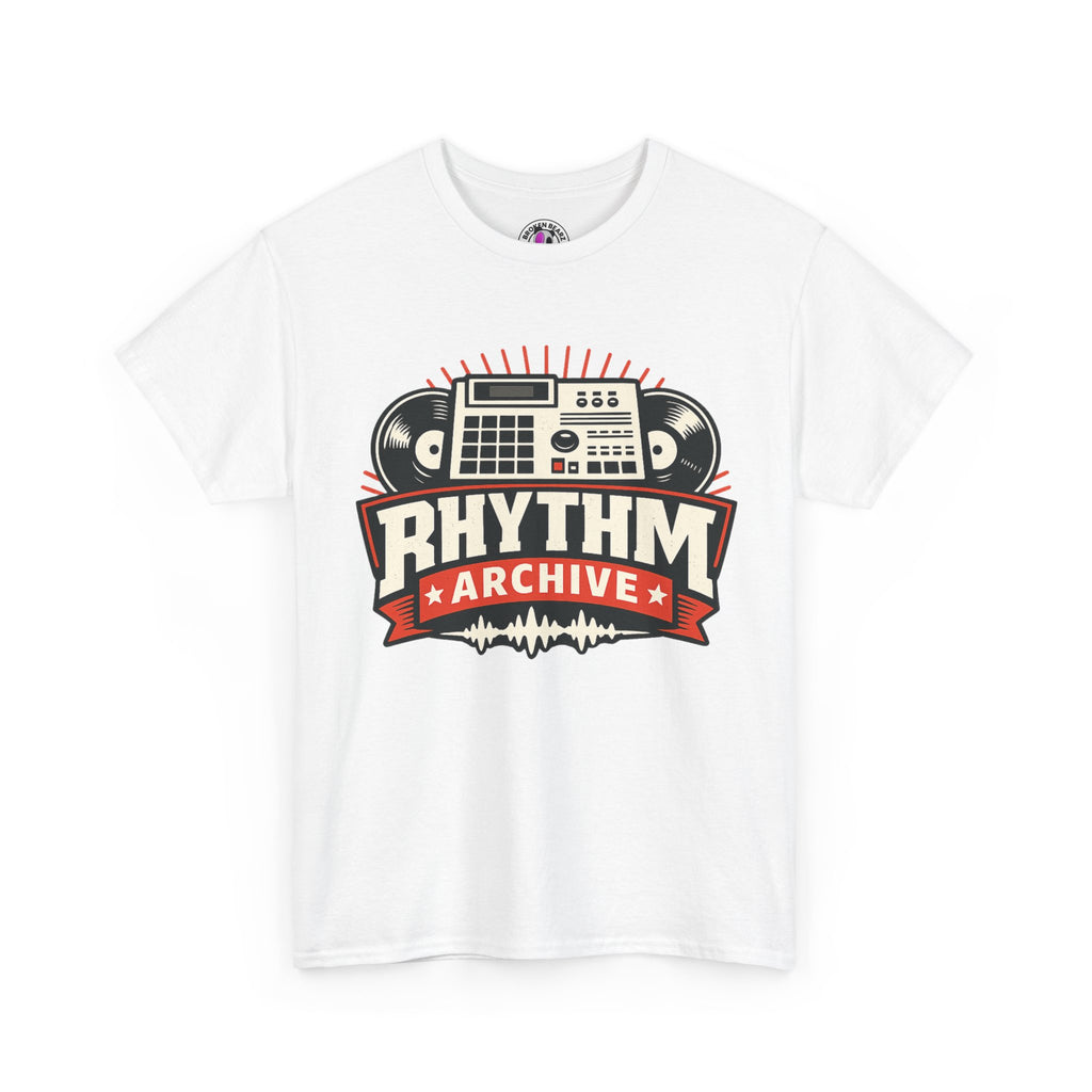 Rhythm Archive Tee — Vintage Boombox Music Logo T‑Shirt