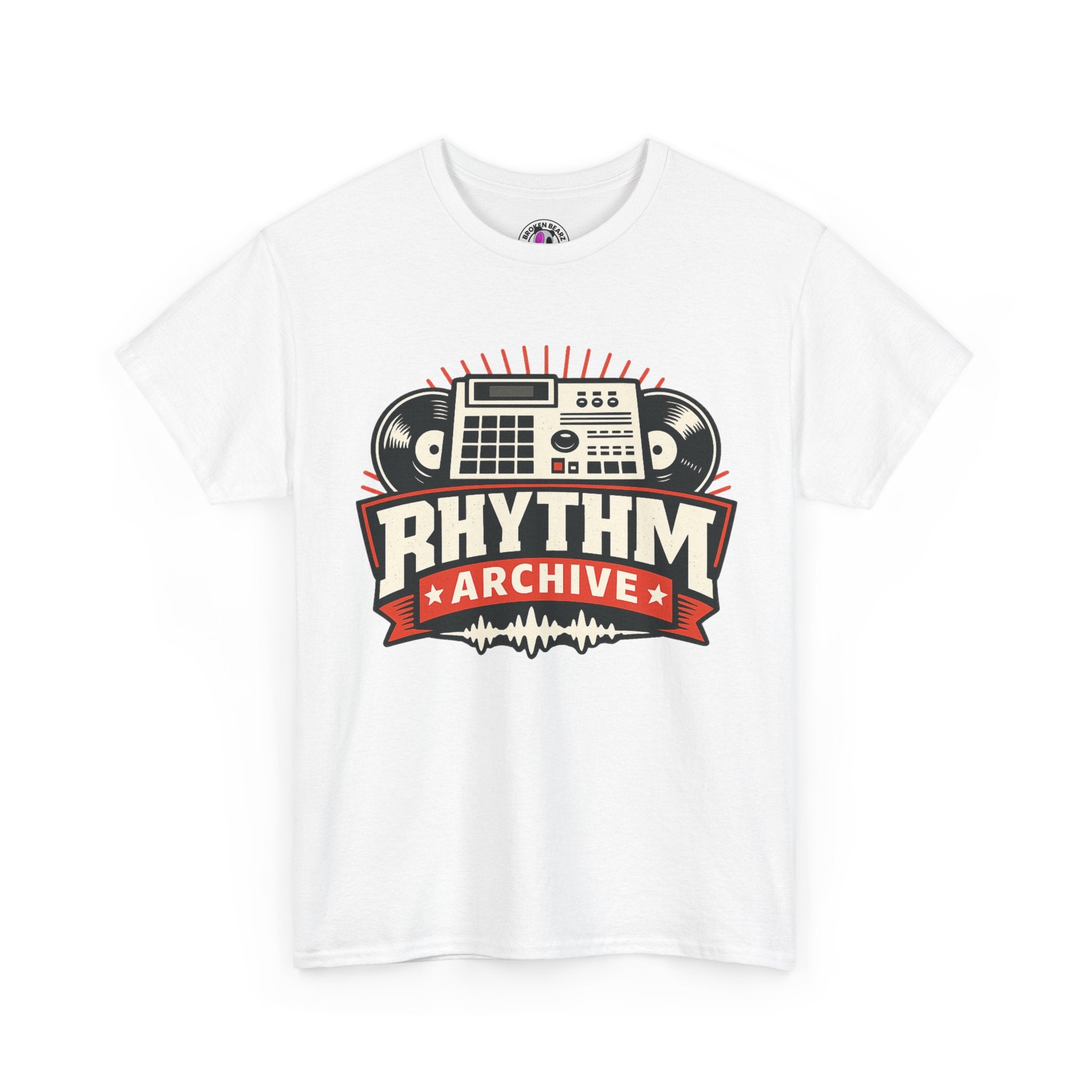 Rhythm Archive Tee — Vintage Boombox Music Logo T‑Shirt