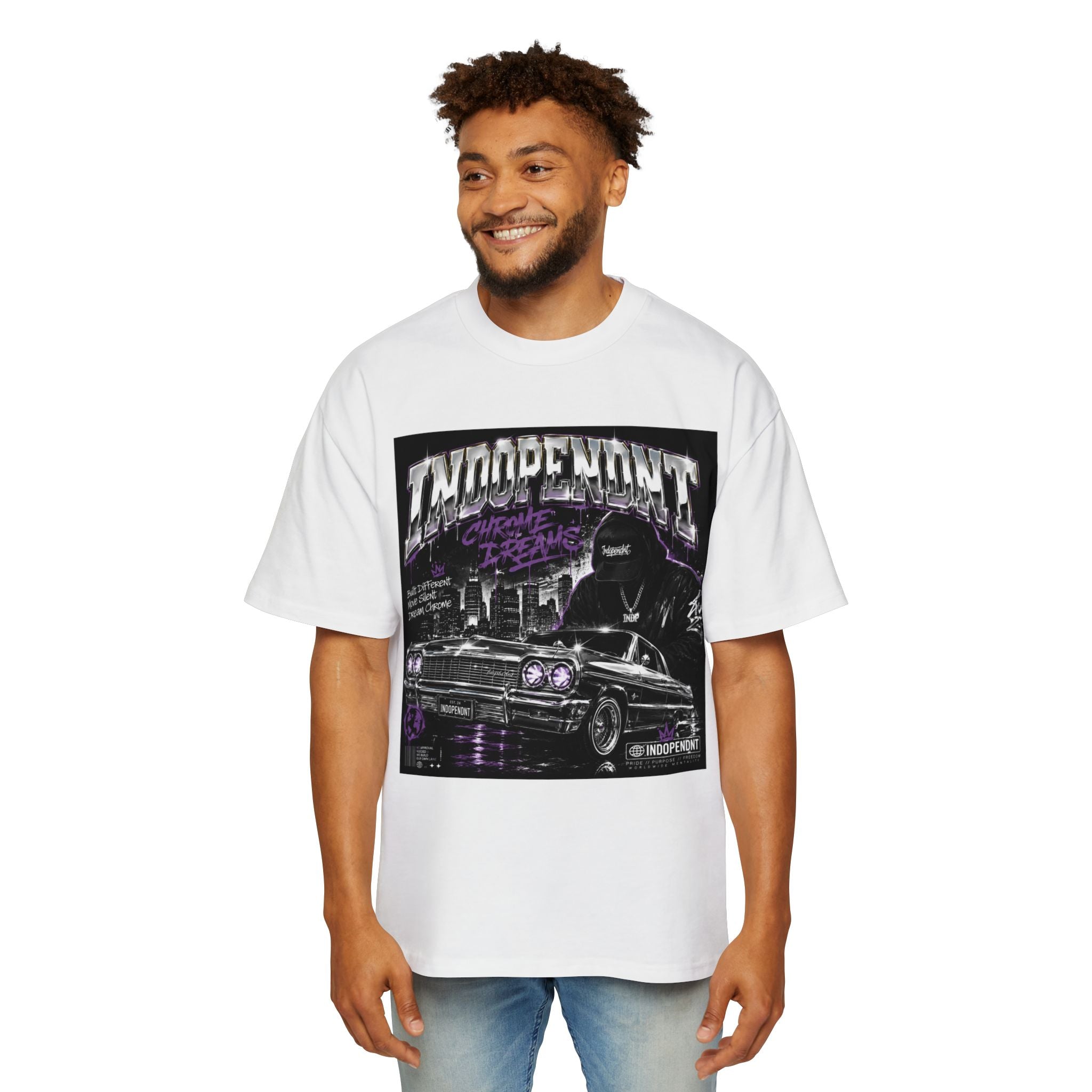Independent Lowrider Tee — "Independent" Car Club Graphic Oversized Shirt