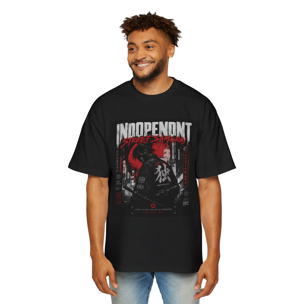 Independent Streetwear Tee — Red Samurai Graphic Men’s Oversized T-Shirt