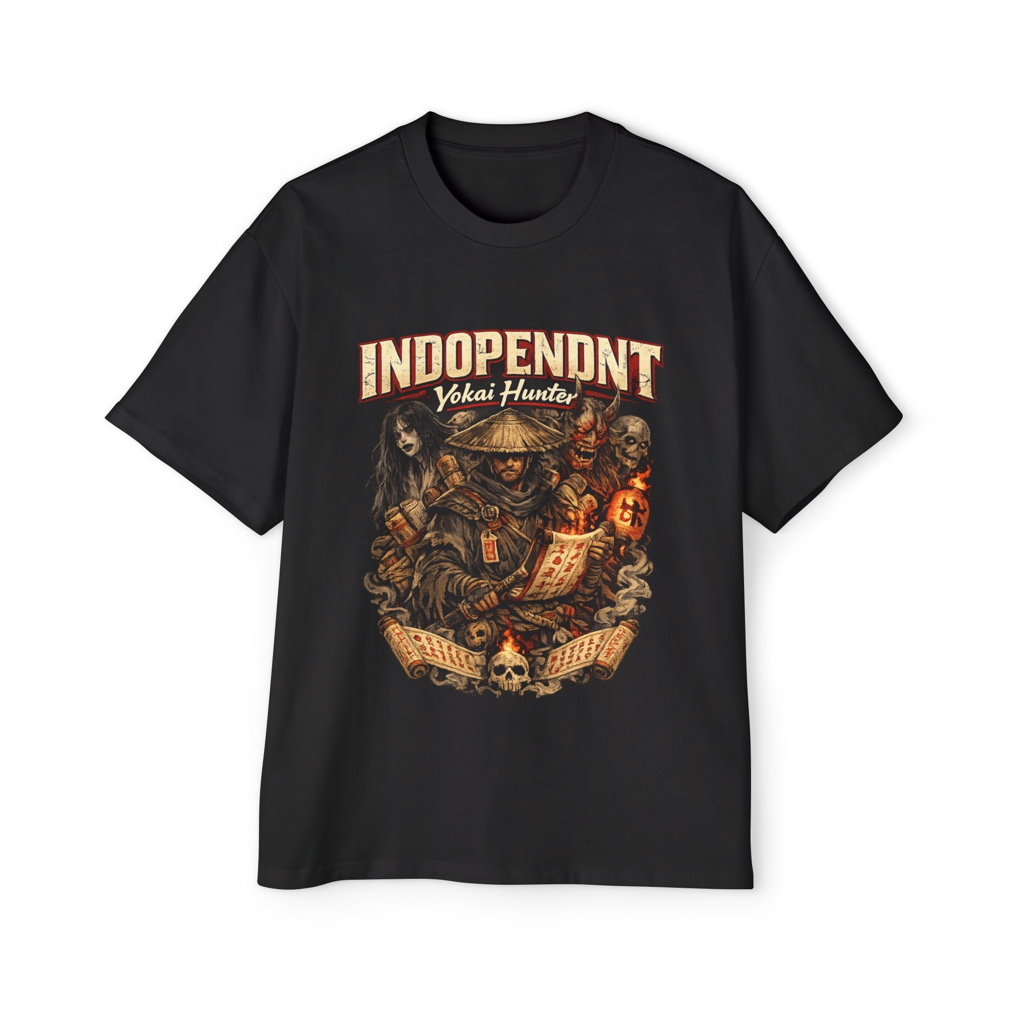 Indopendent Yoka Hunter Graphic Tee — Samurai Skull Vintage Streetwear