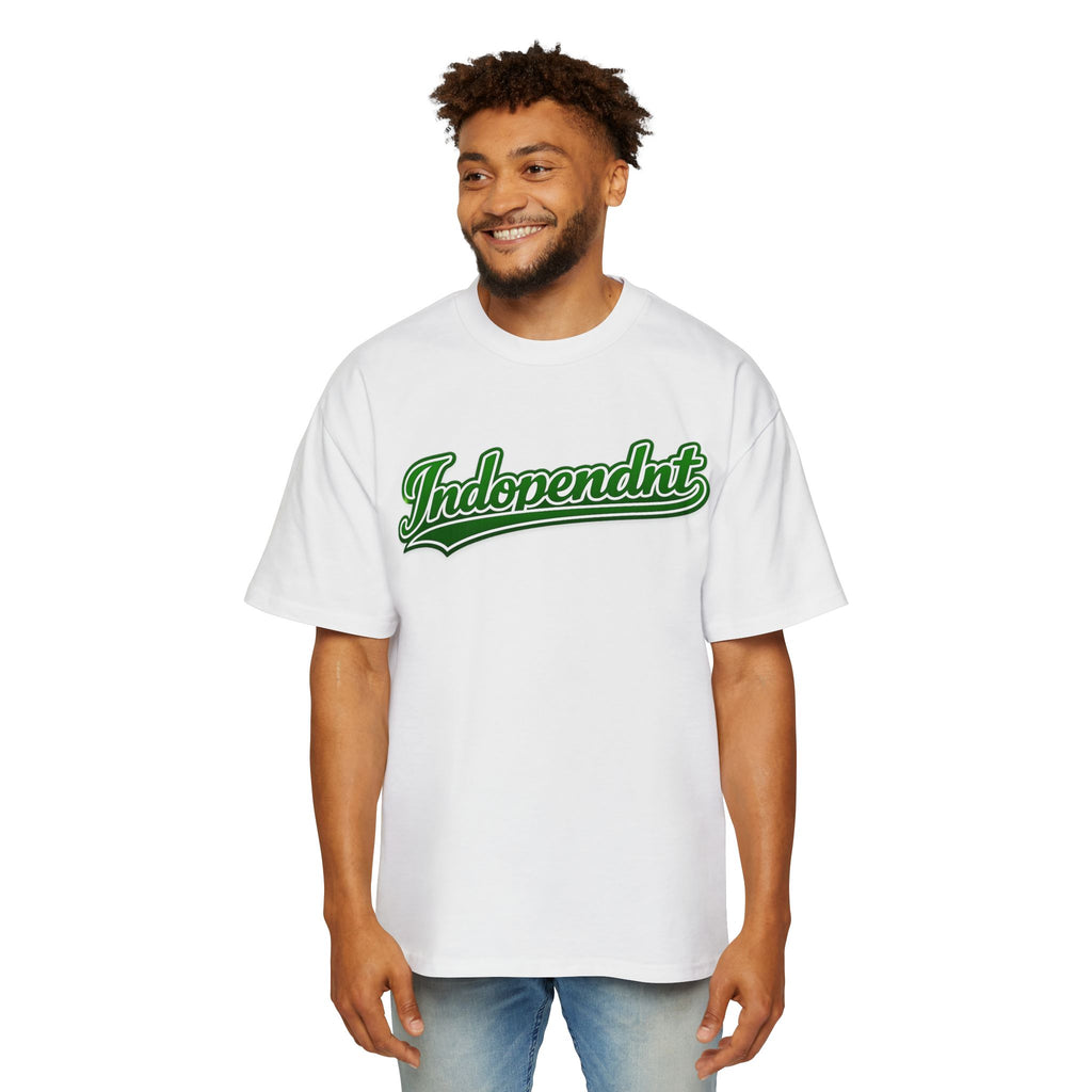 Indopendnt Green Script Tee — Men's Oversized Graphic T-Shirt