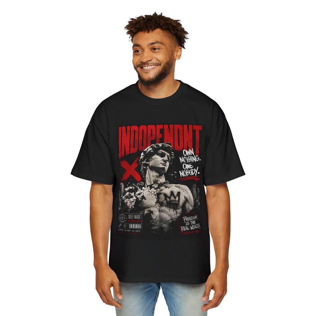 Independent Statue Graphic Tee — "Own Nothing, Own Nobody" Oversized Men’s T‑Shirt