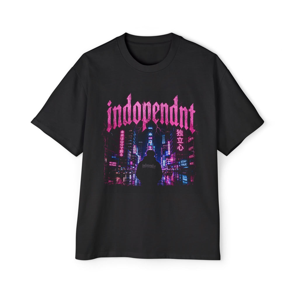Independent Neon City Tee — Men’s Oversized Cyberpunk Graphic T‑Shirt