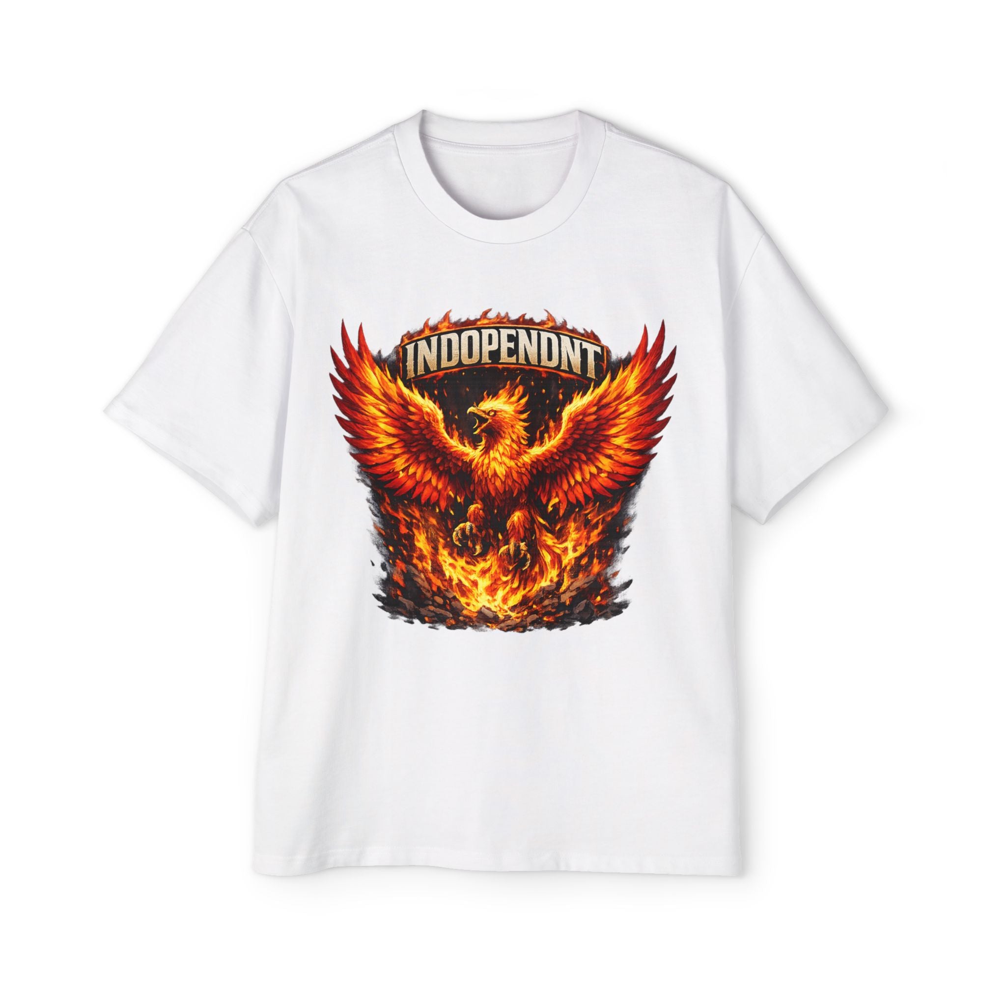 Phoenix Flame Tee — "Independent" Graphic Men's Oversized T-Shirt