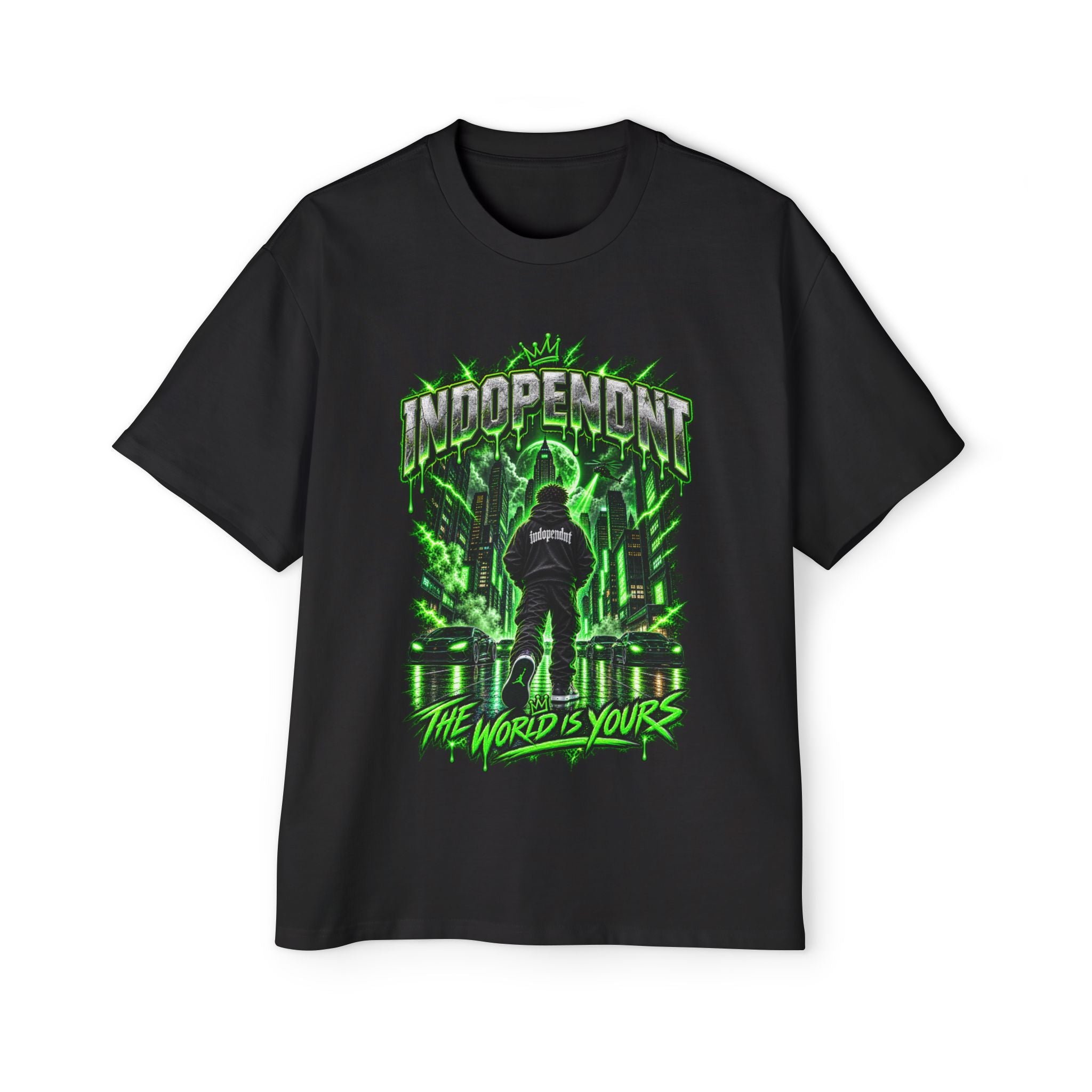 Indopendnt Graphic Tee — “The World Is Yours” Neon Streetwear