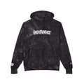 Black Tie-Dye Champion Hoodie with White Embroidered Logo — Streetwear Pullover