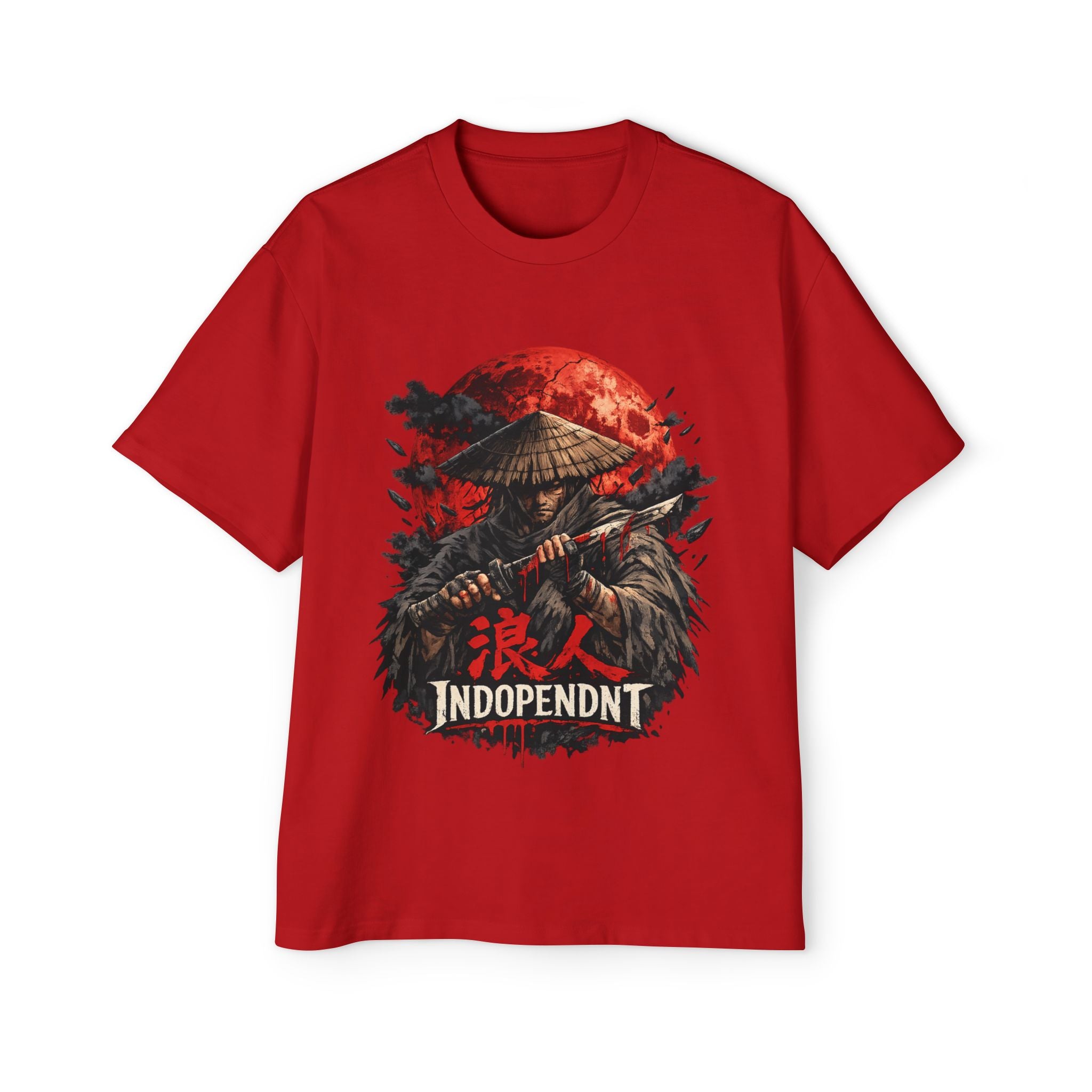 Samurai Graphic Tee — "Indopendnt" Retro Moon Streetwear