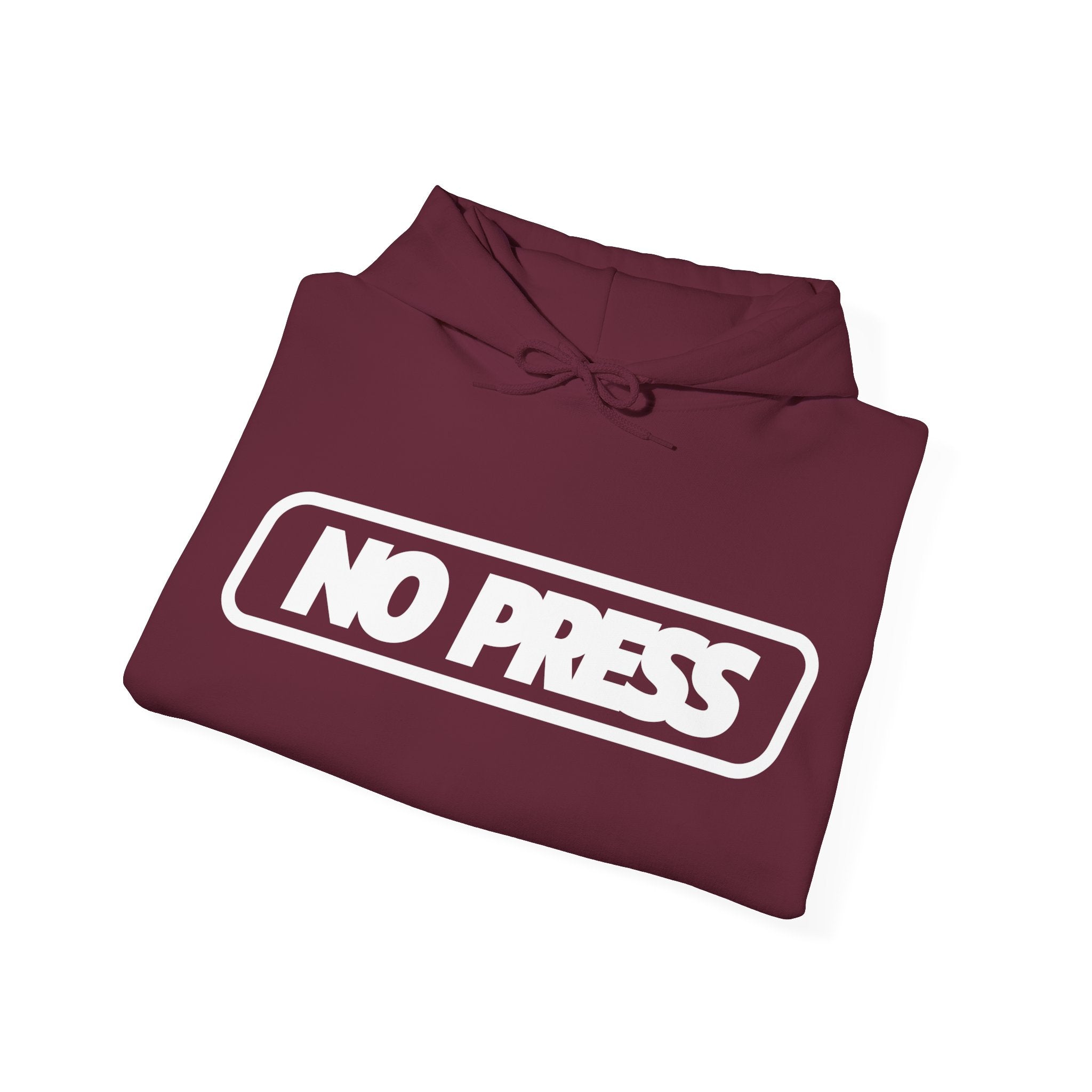 No Press Hoodie – Bold White Logo Pullover