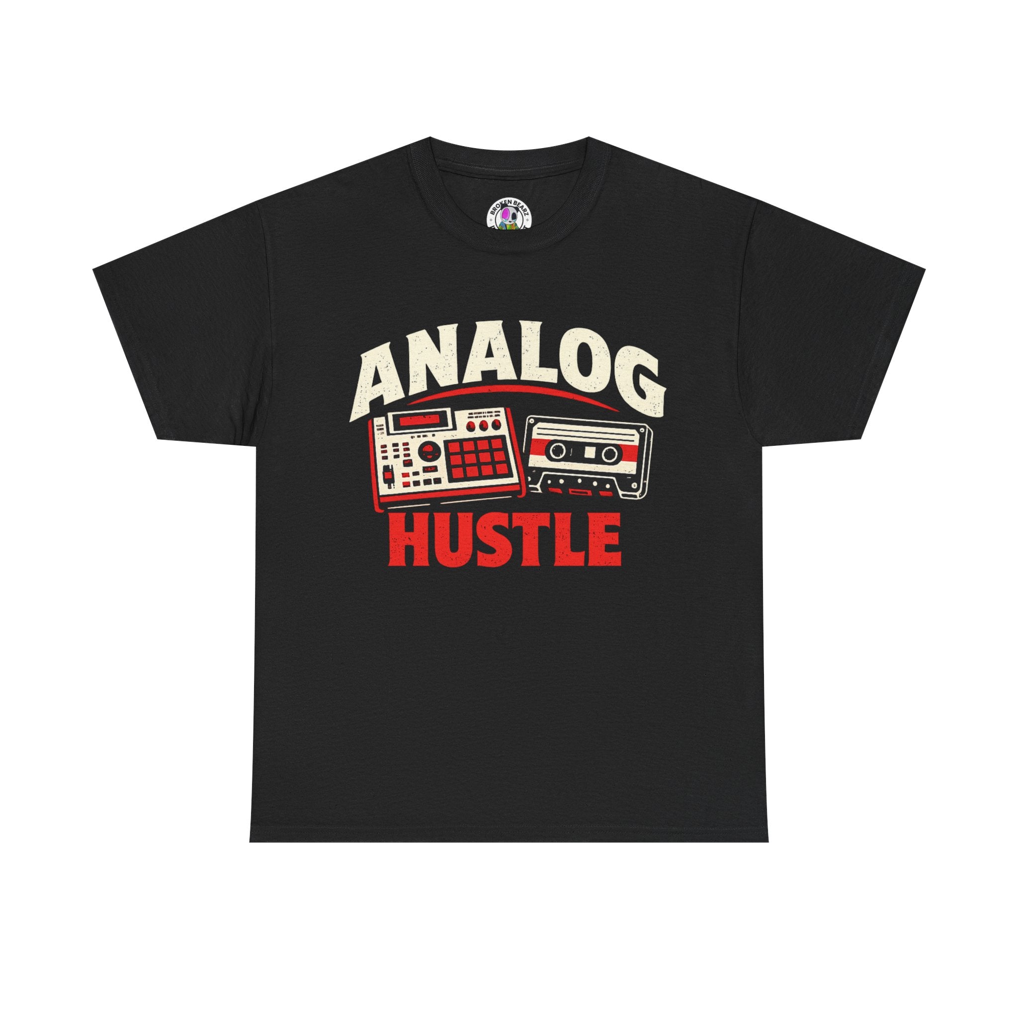Analog Hustle Tee – Retro Cassette & Drum Machine Graphic T-Shirt