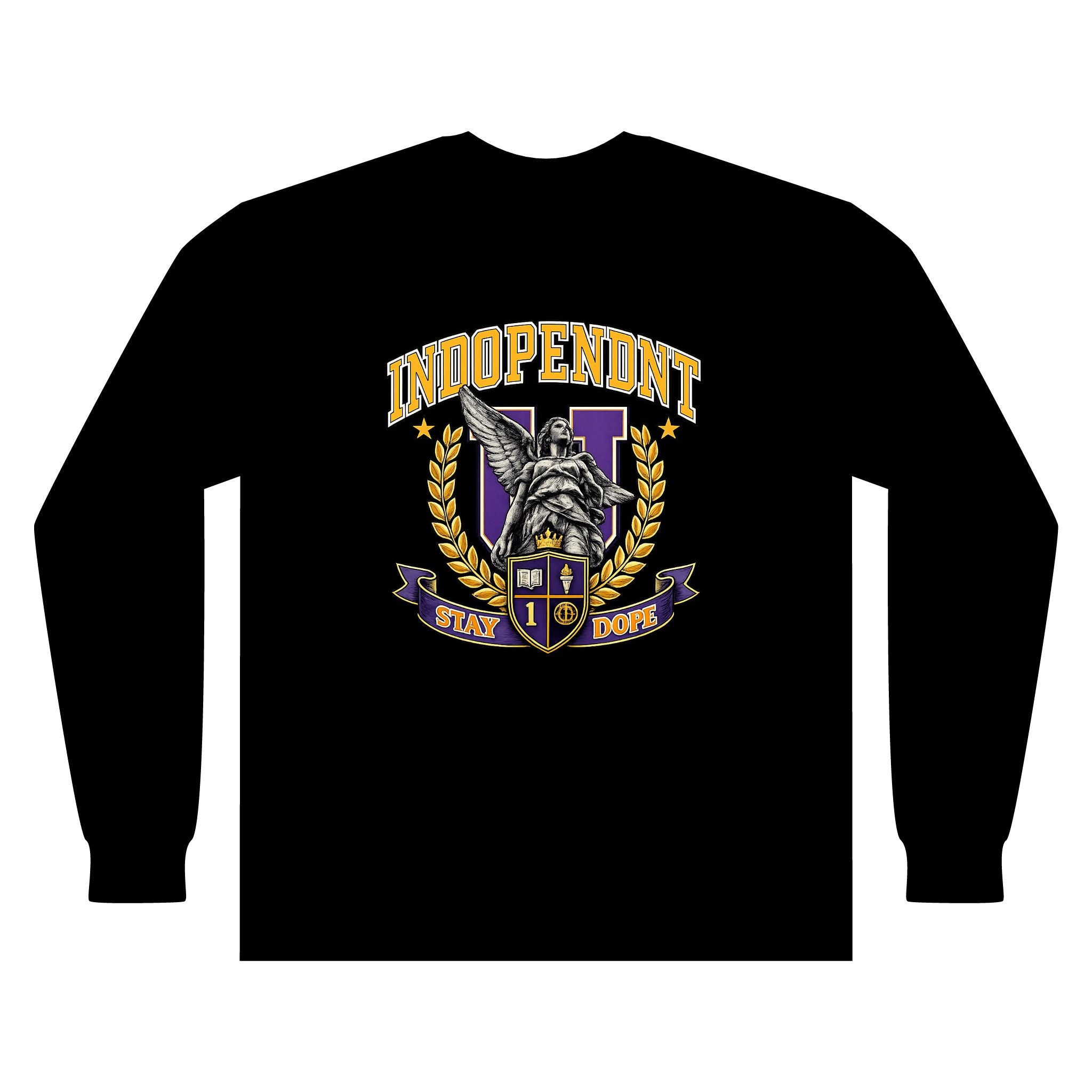 Indopendent Crest Long Sleeve T-Shirt — 'Independent' Eagle Shield Graphic