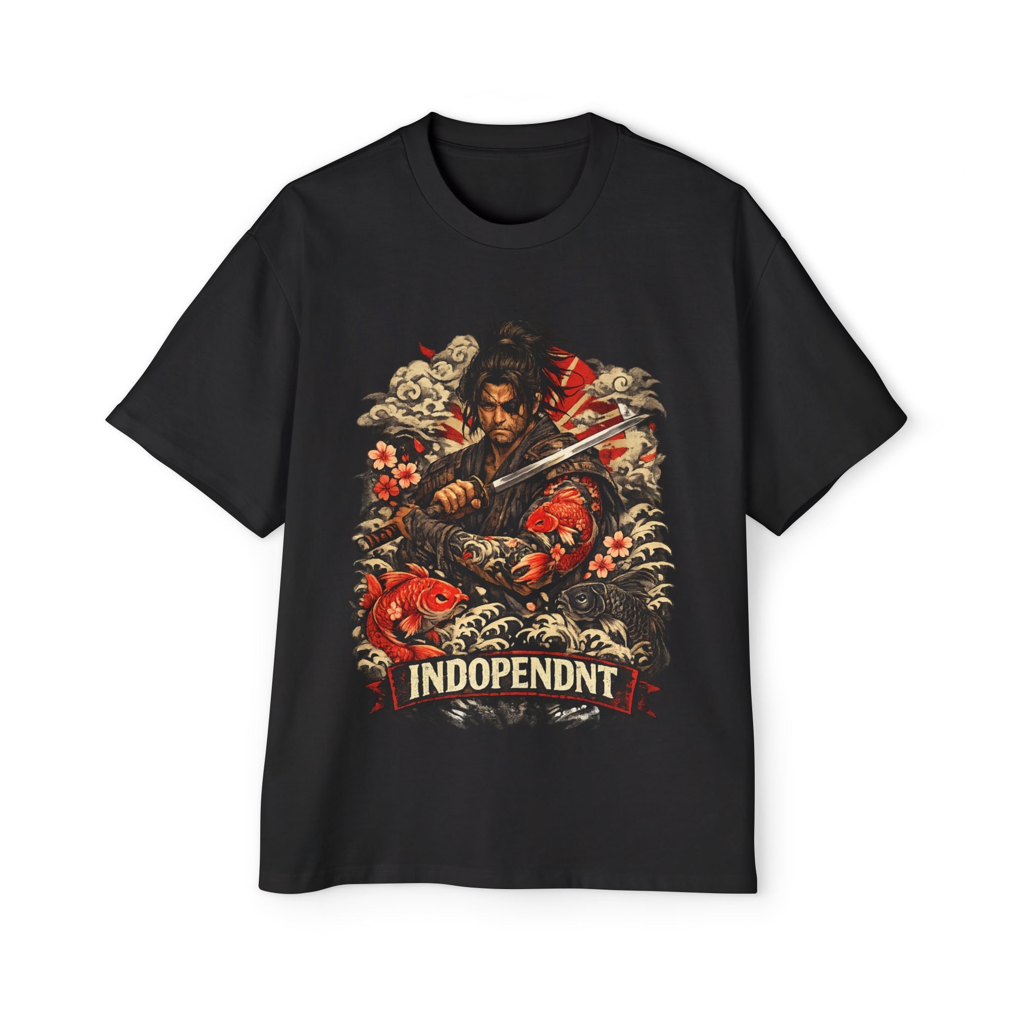 Samurai Warrior Graphic Tee — "Indopendt" Retro Japanese Tattoo Design