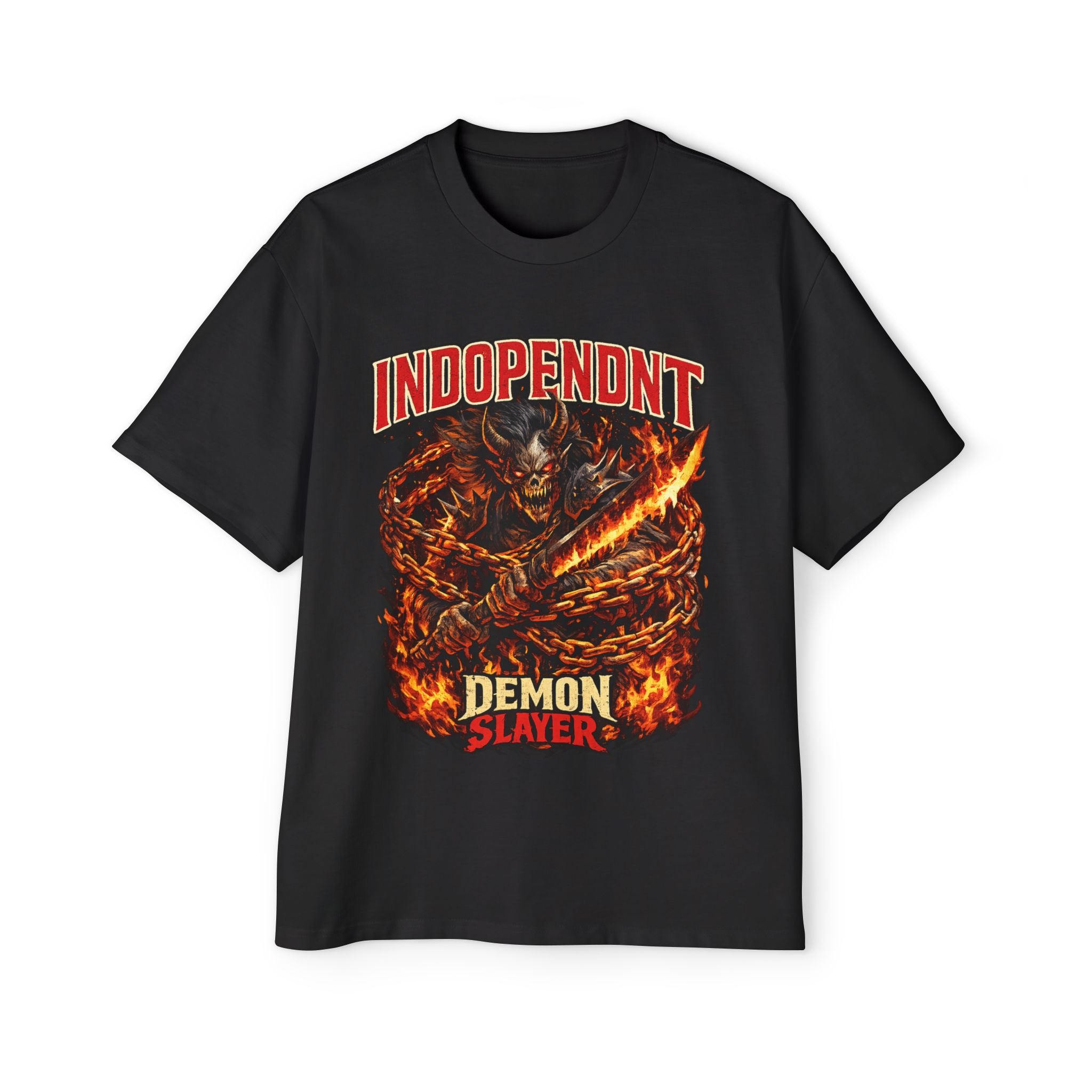 Demon Slayer Flame Warrior Tee — "Independent" Graphic T‑Shirt