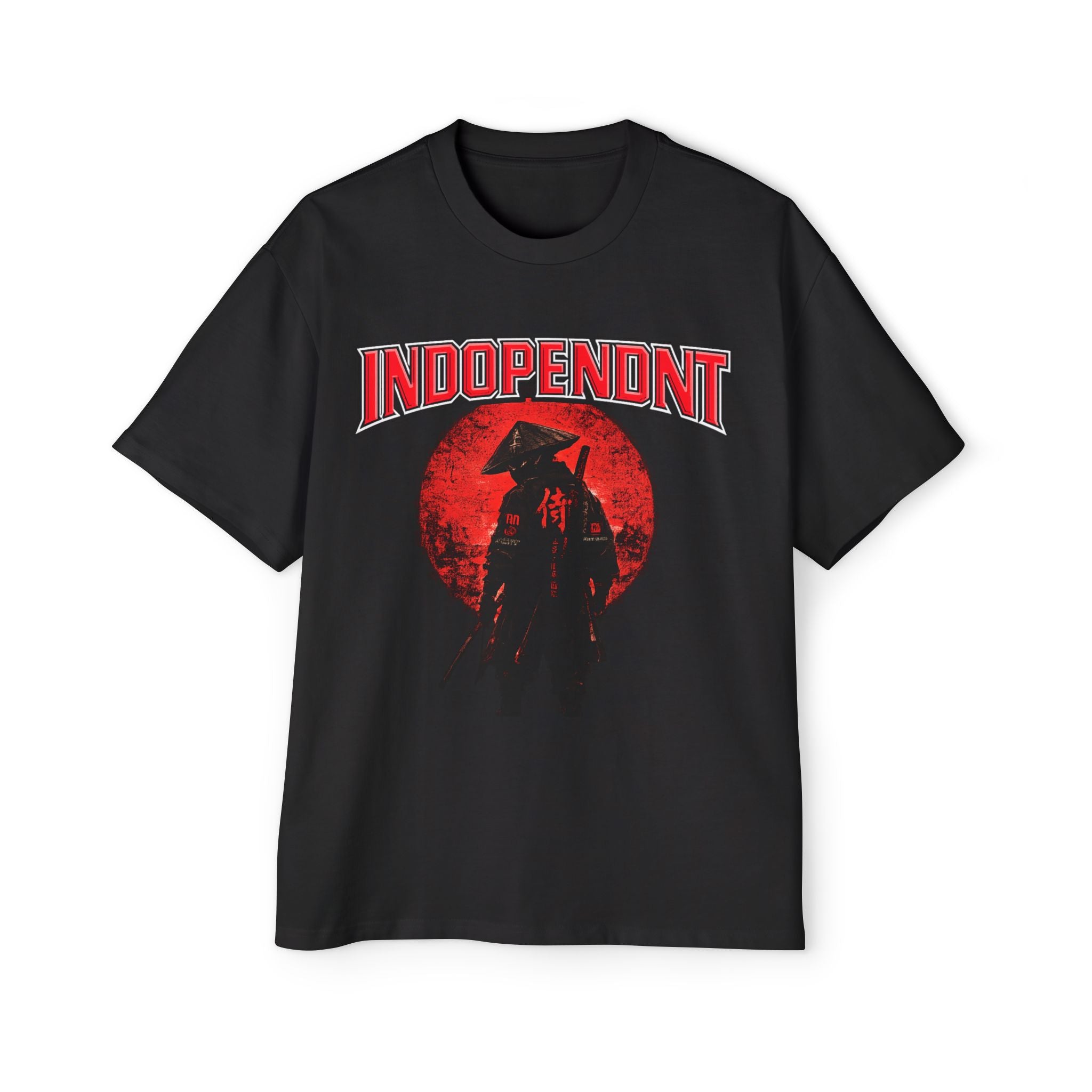 Samurai Shadow Tee — "Indopendnt" Graphic Men's Oversized Shirt