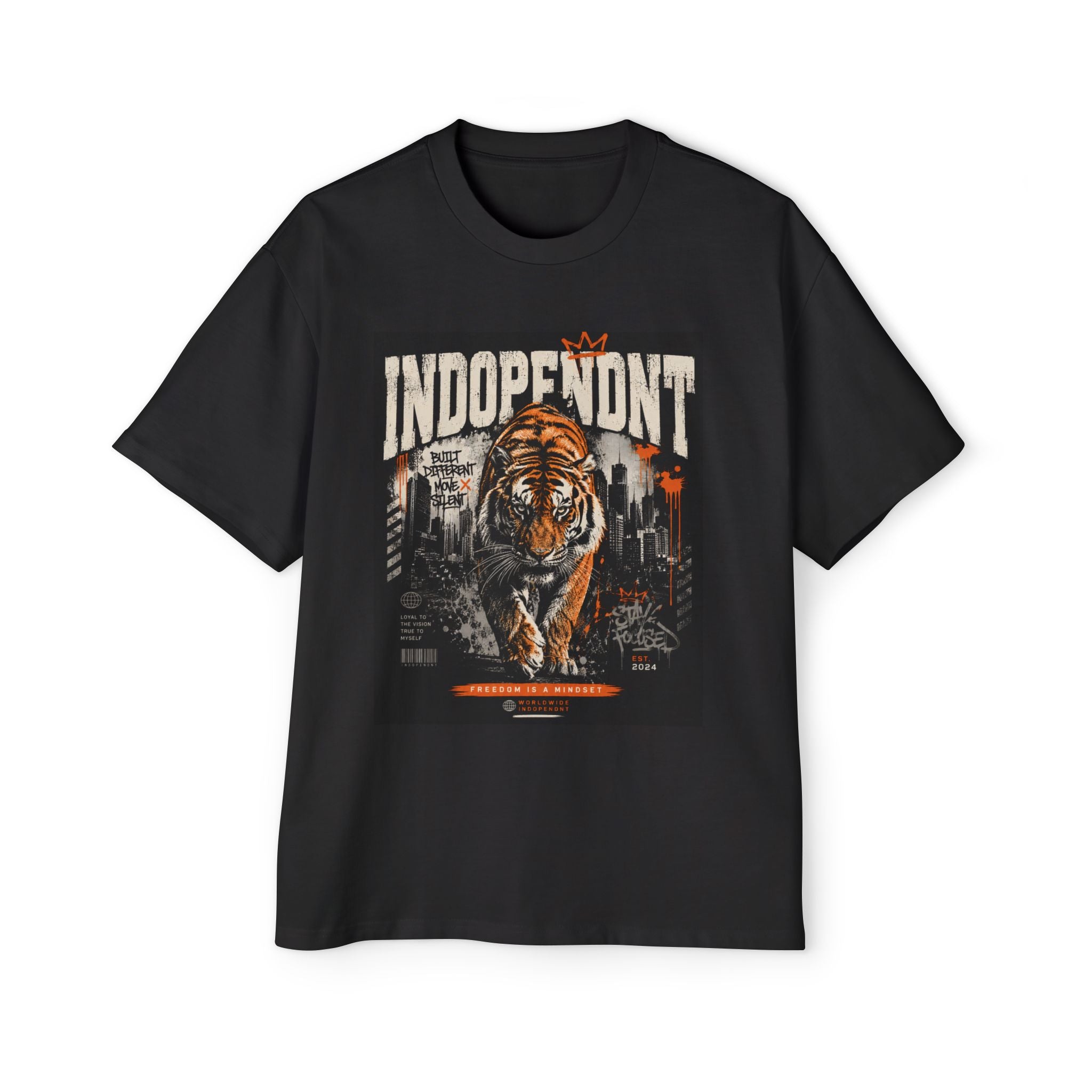 Independent Tiger Graphic Tee — Vintage Urban Men’s Oversized T-Shirt
