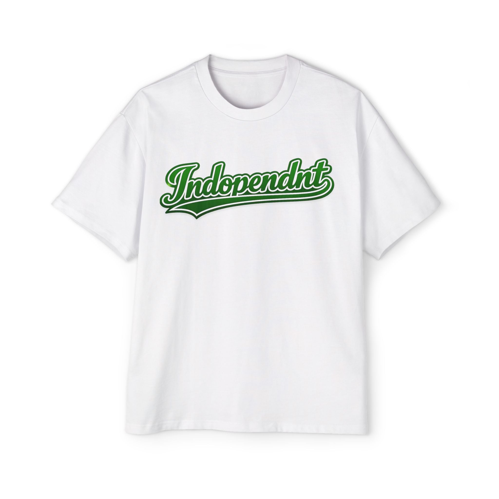 Indopendnt Green Script Tee — Men's Oversized Graphic T-Shirt