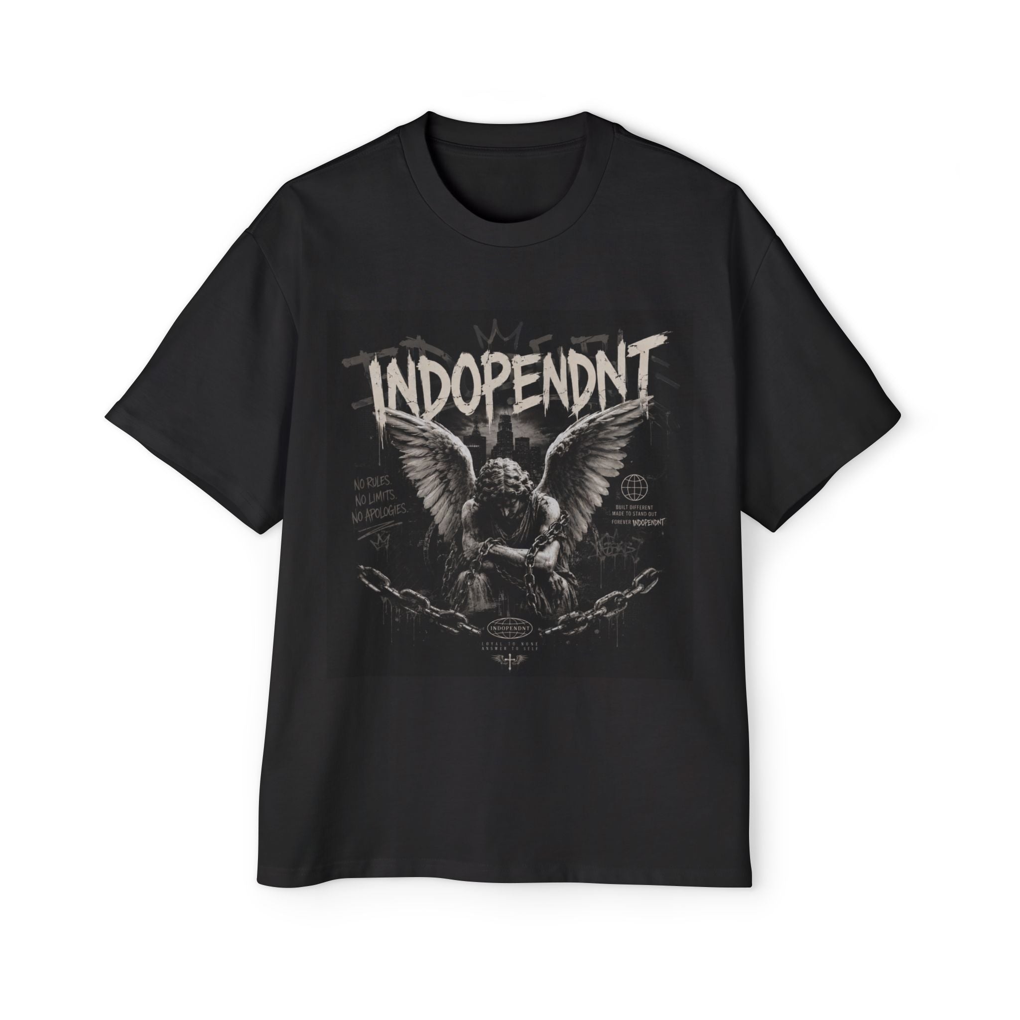 Indopendnt Angel Graphic Tee — Vintage Gothic Winged Skull T‑Shirt