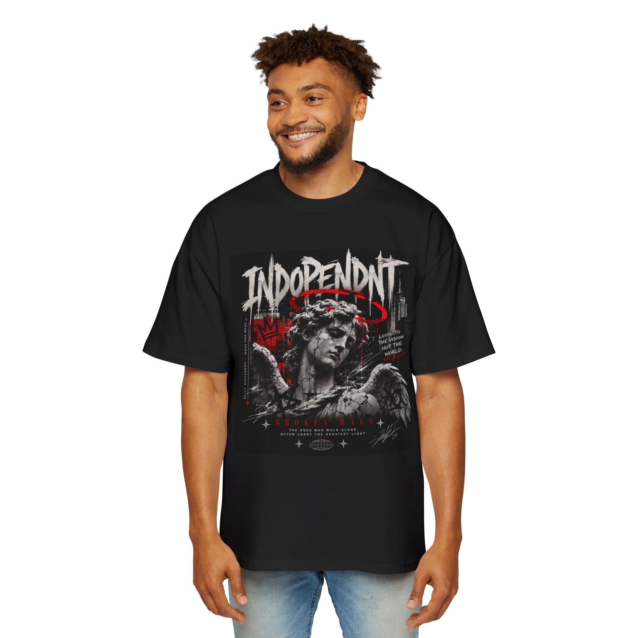 Indopendnt Gothic Angel Graphic Tee — Men's Oversized Streetwear