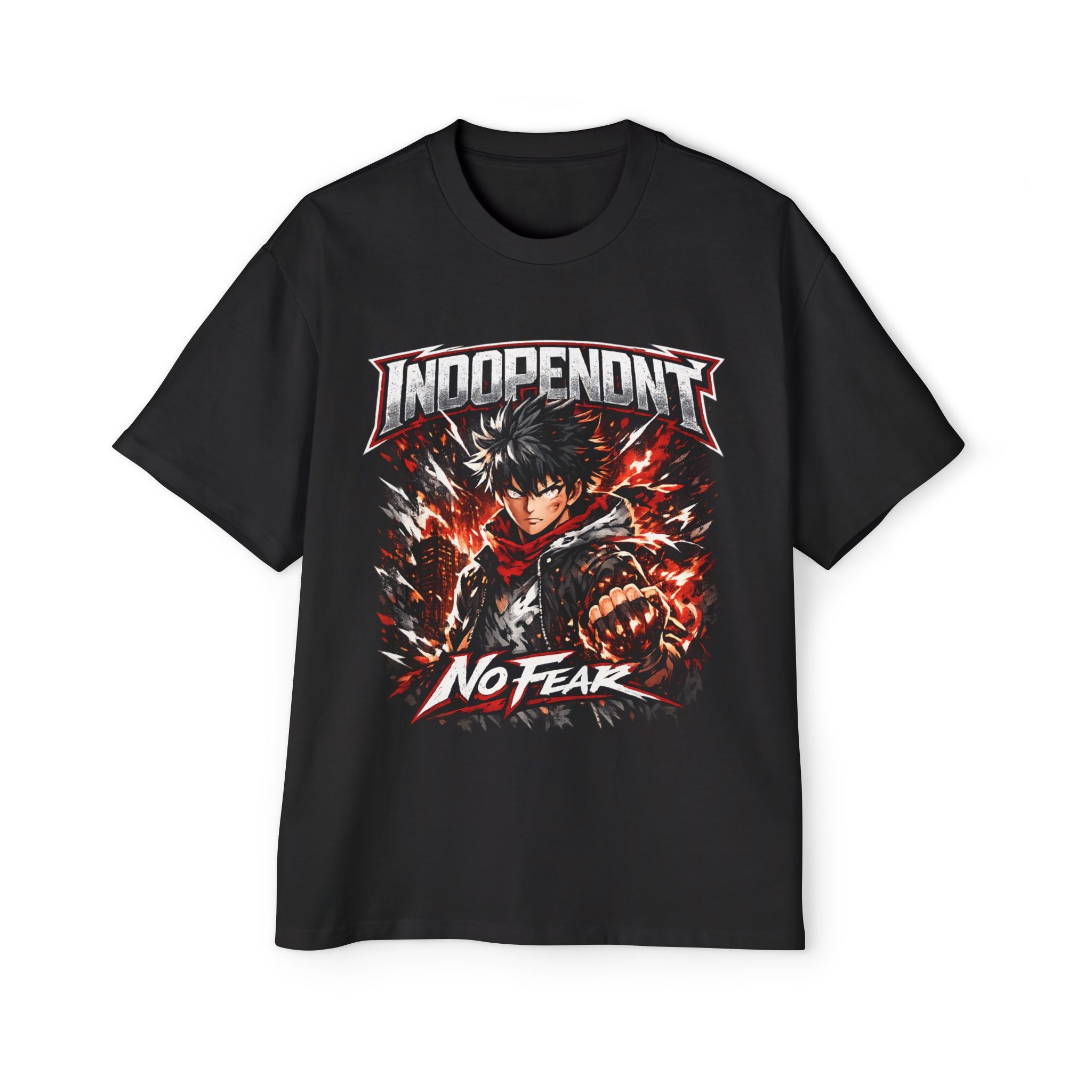 Independent No Fear Graphic Tee — Men's Oversized Anime Streetwear