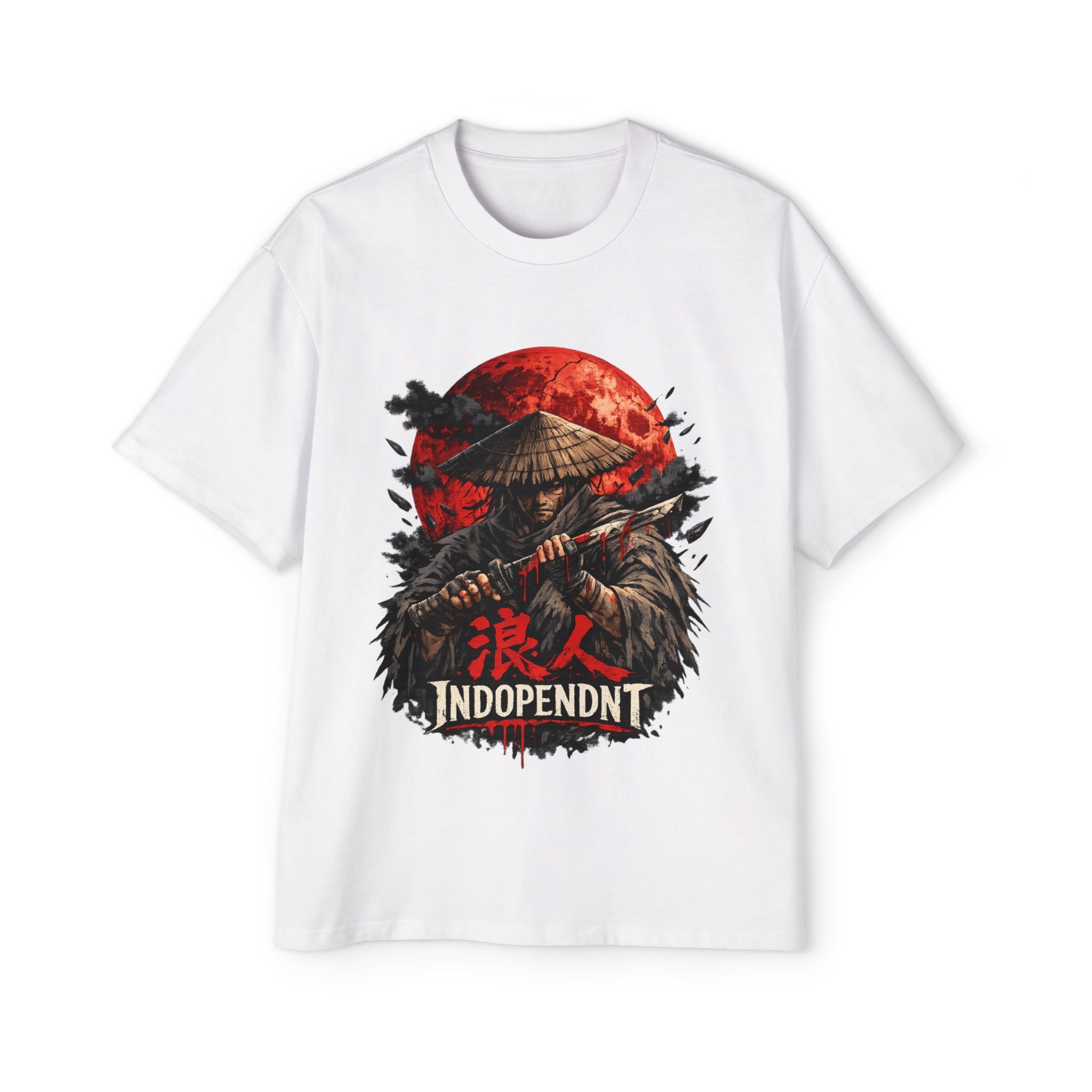 Samurai Graphic Tee — "Indopendnt" Retro Moon Streetwear