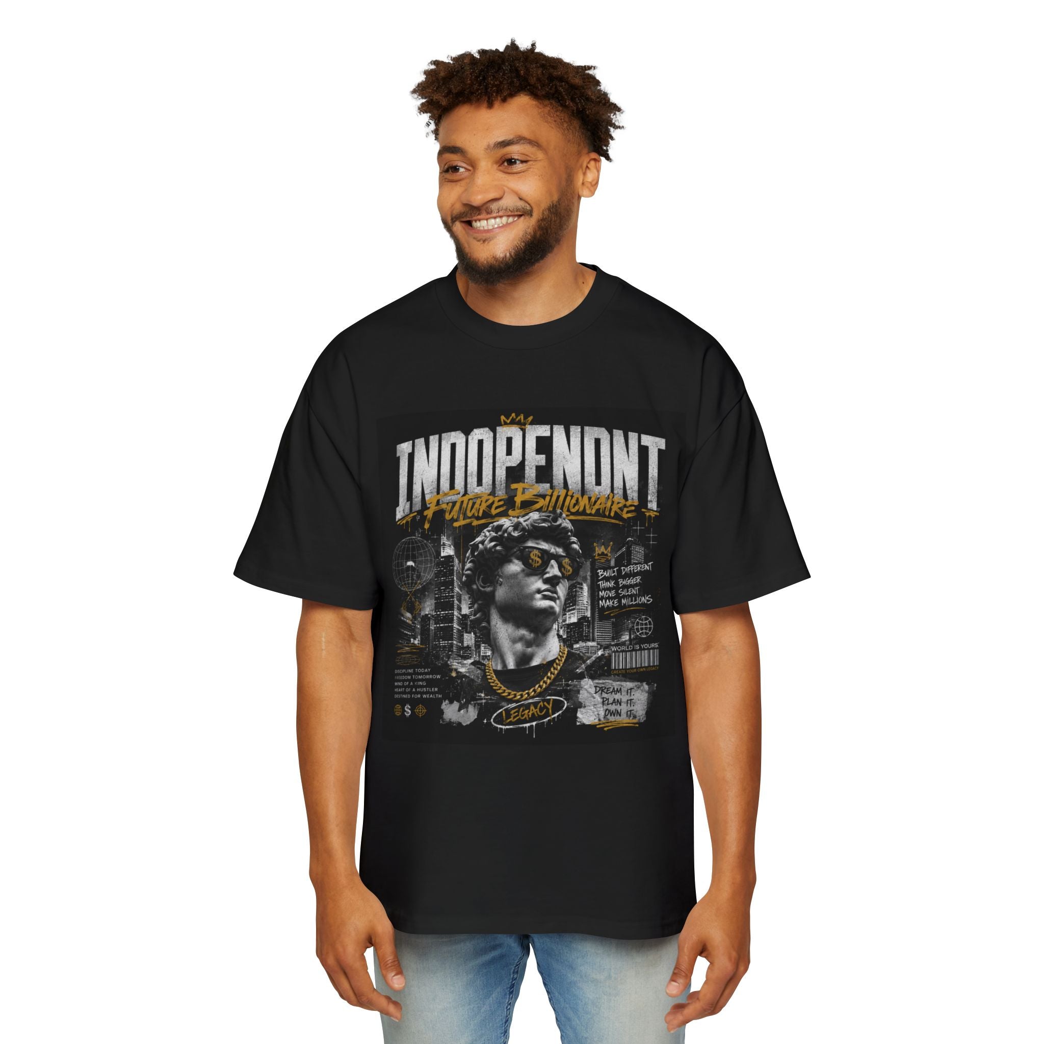 Independent Vibes Tee — Retro Statue Graphic Men's Oversized T-Shirt