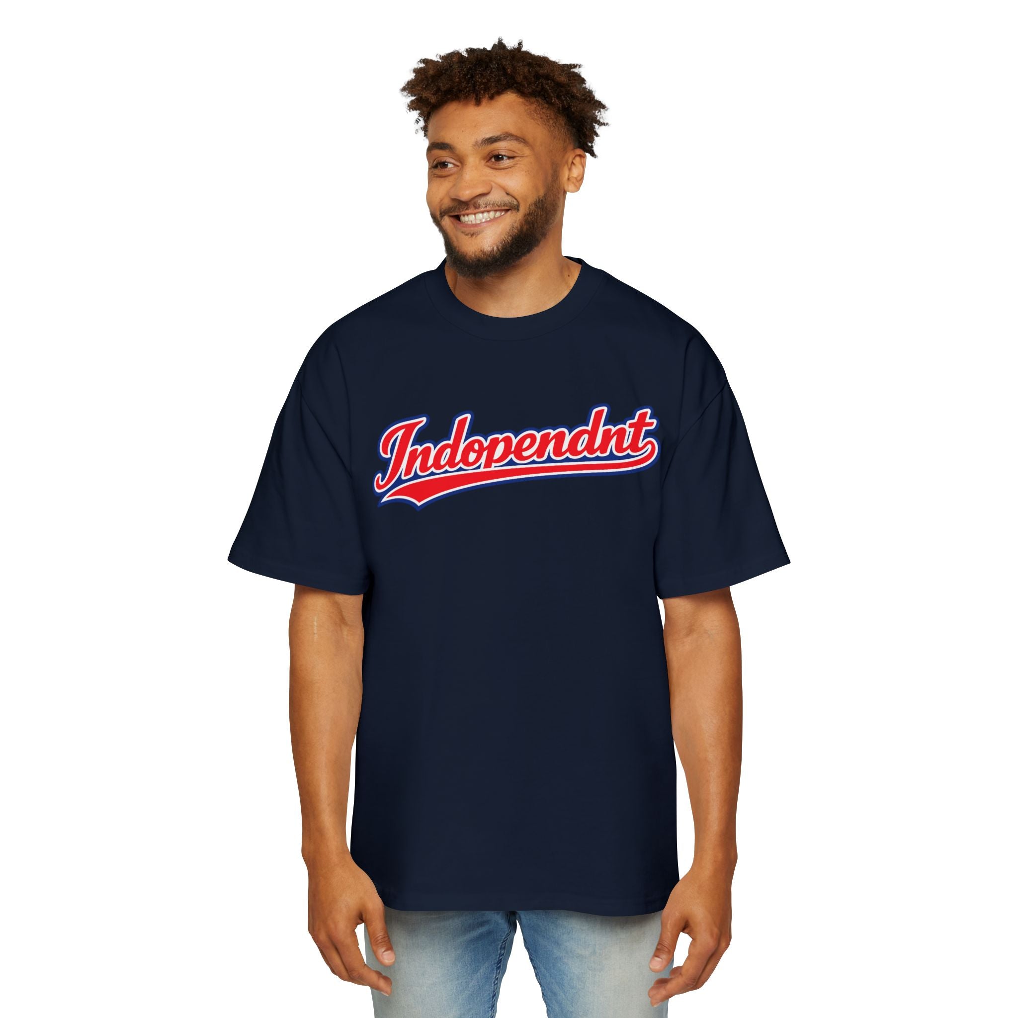 Graphic Tee — "Indopendnt" Retro Script Baseball Shirt