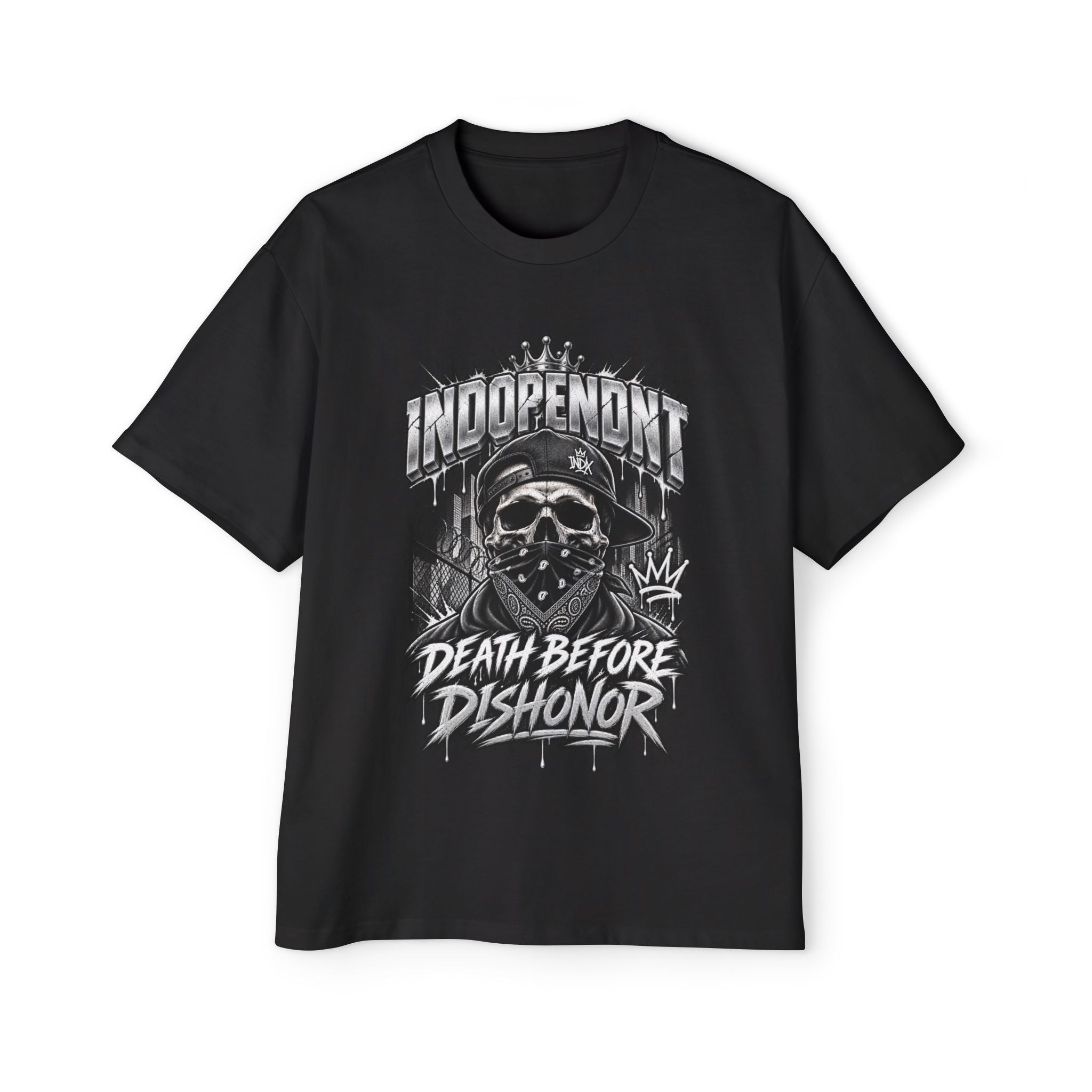 Indopendent Skull Tee — "Death Before Dishonor" Graphic T-Shirt