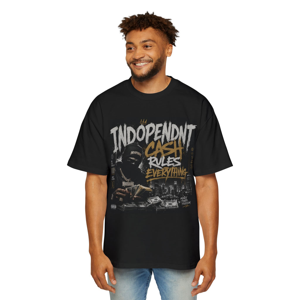 Oversized Tee — "Independent Cash Rules Everything" Graphic Men’s T-Shirt