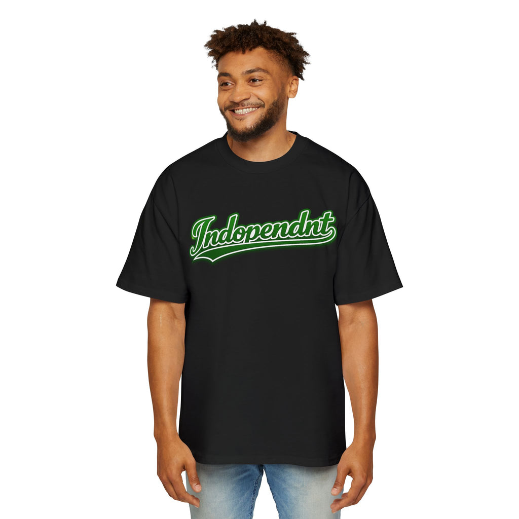Indopendnt Green Script Tee — Men's Oversized Graphic T-Shirt